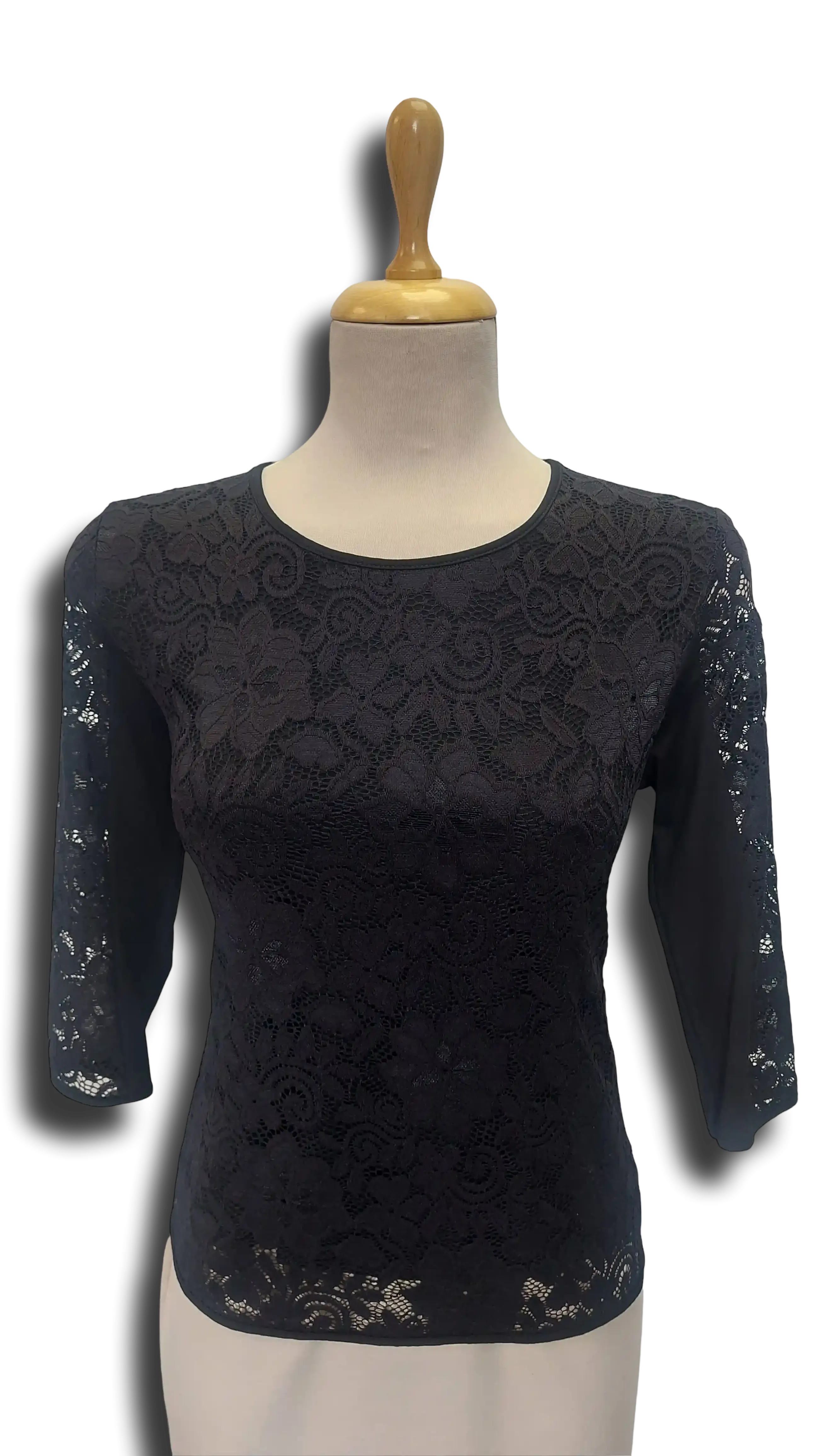 Apple lace black 3/4 sleeve polo product image