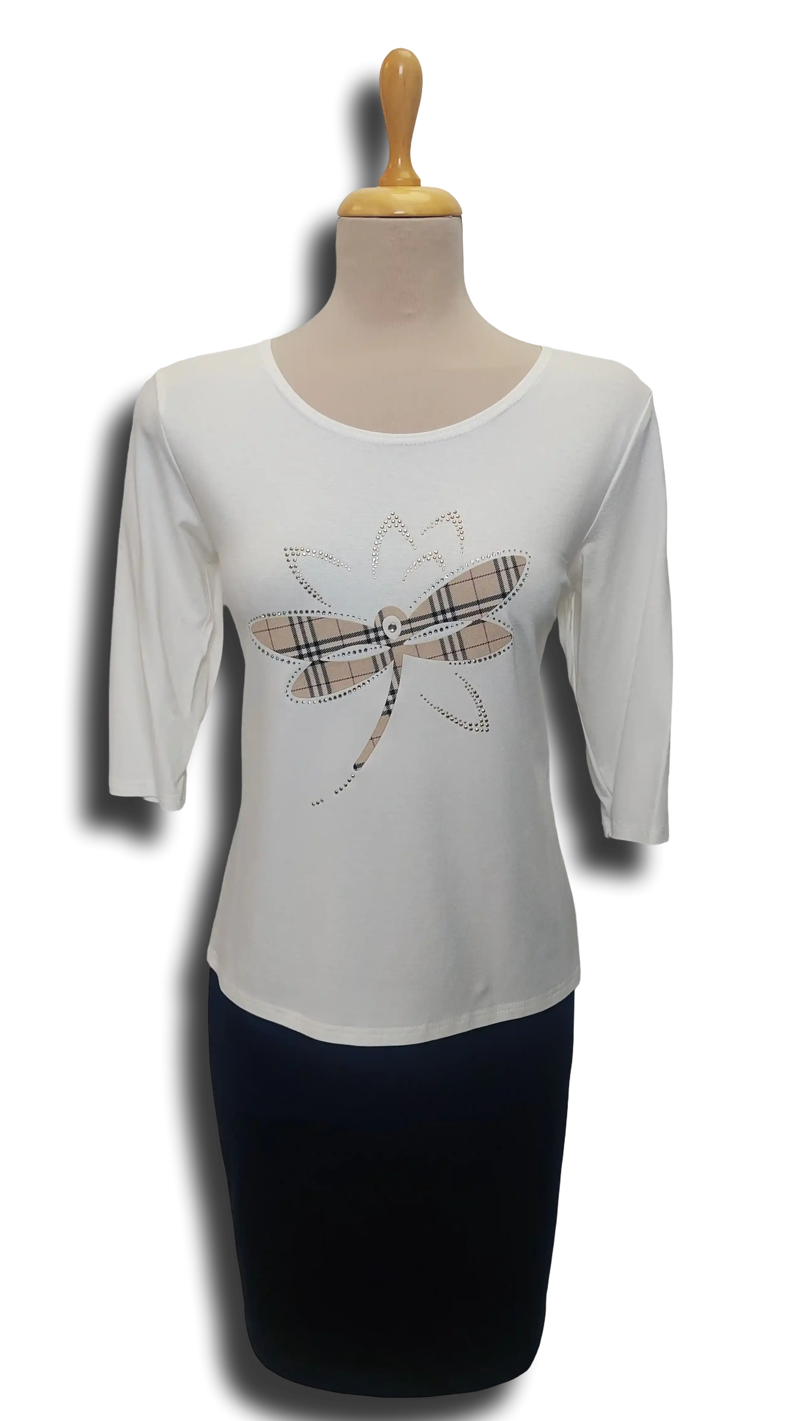 Apple cream leaf pattern 3/4 sleeve polo product image