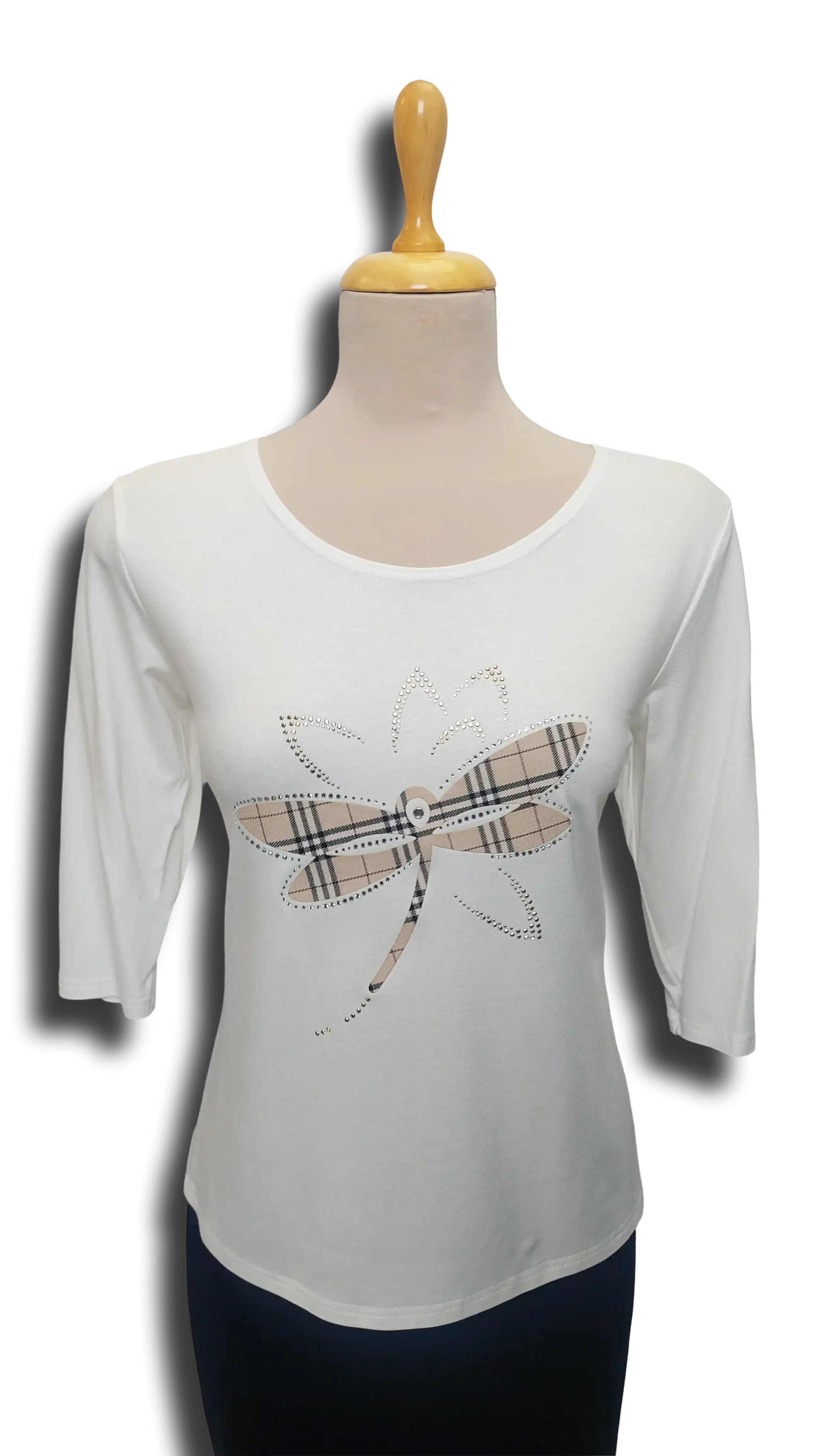 Apple cream leaf pattern 3/4 sleeve polo product image