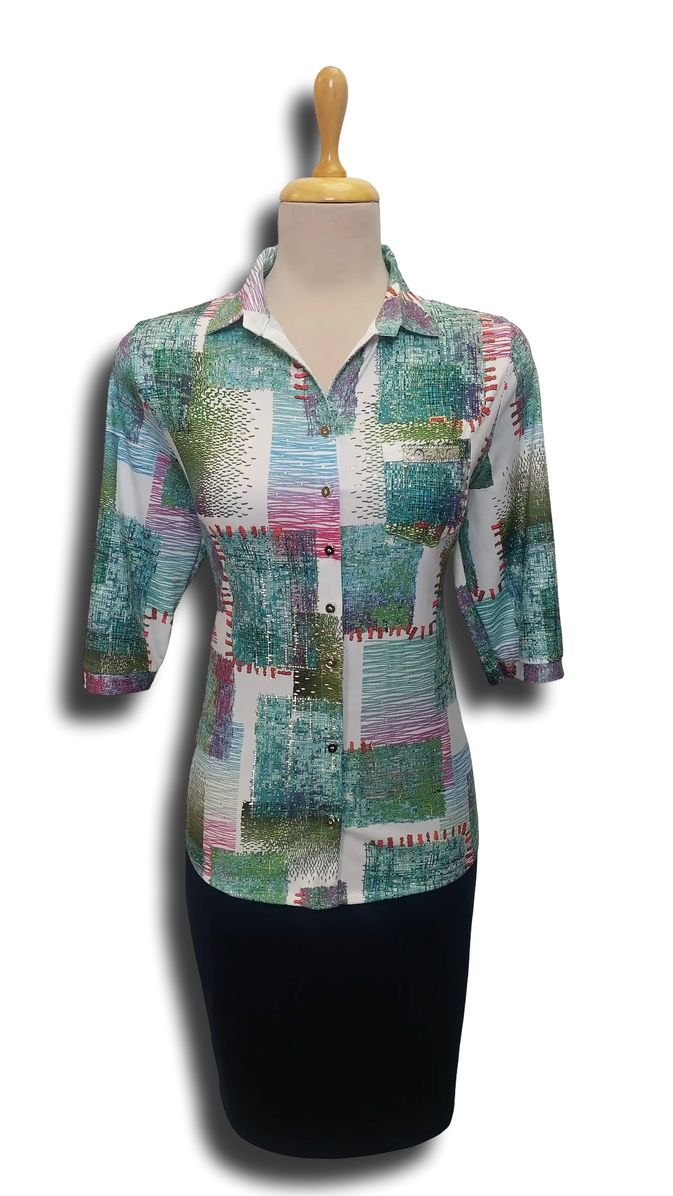 Cecil button green pattern blouse product image