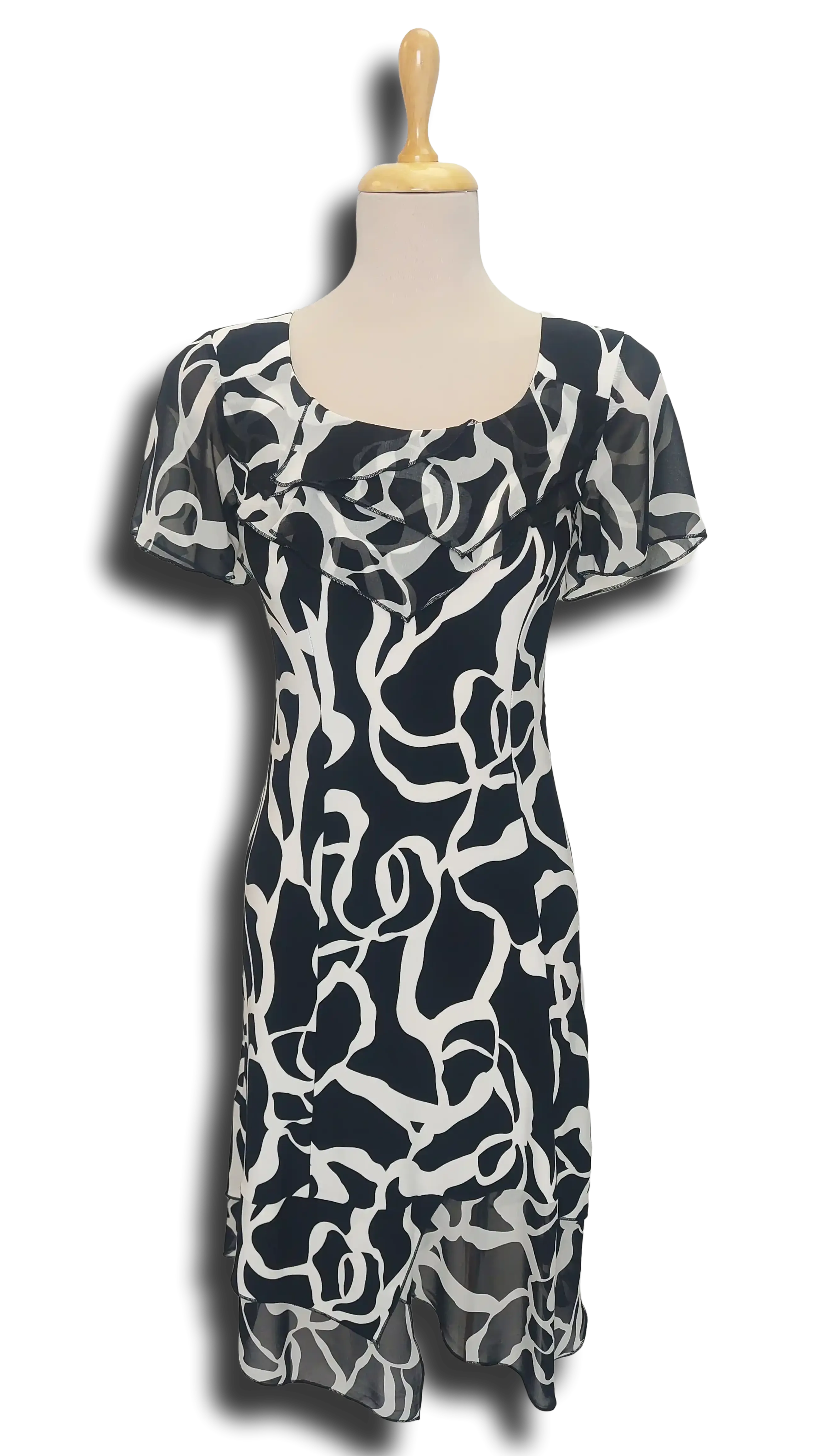 Anna sleeveless black pattern dress product image