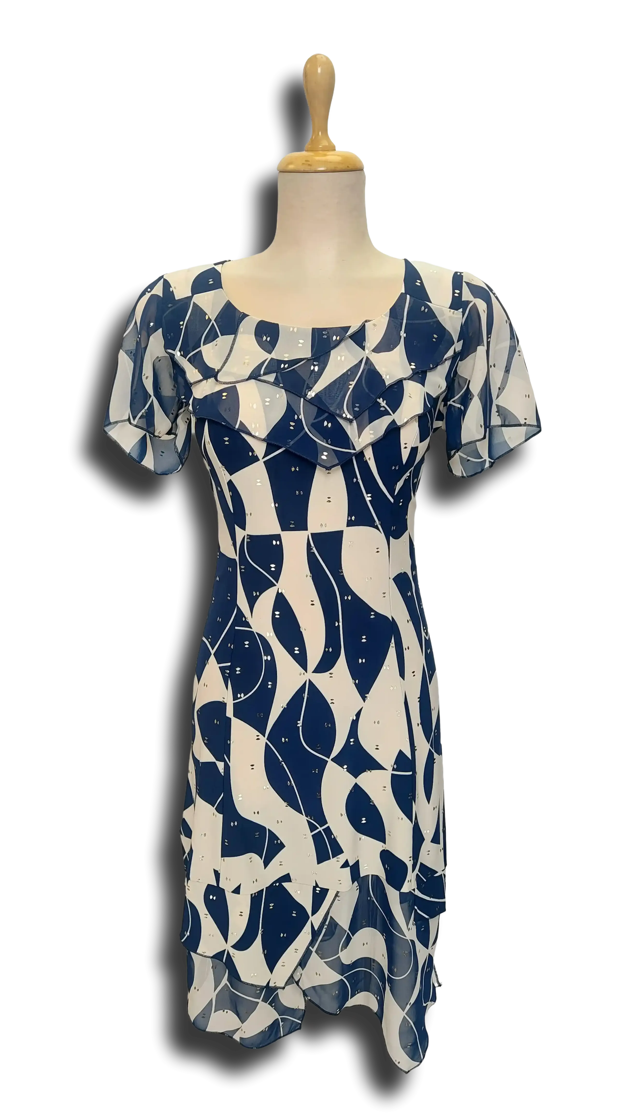 Anna sleeveless navy blue glitter pattern dress product image