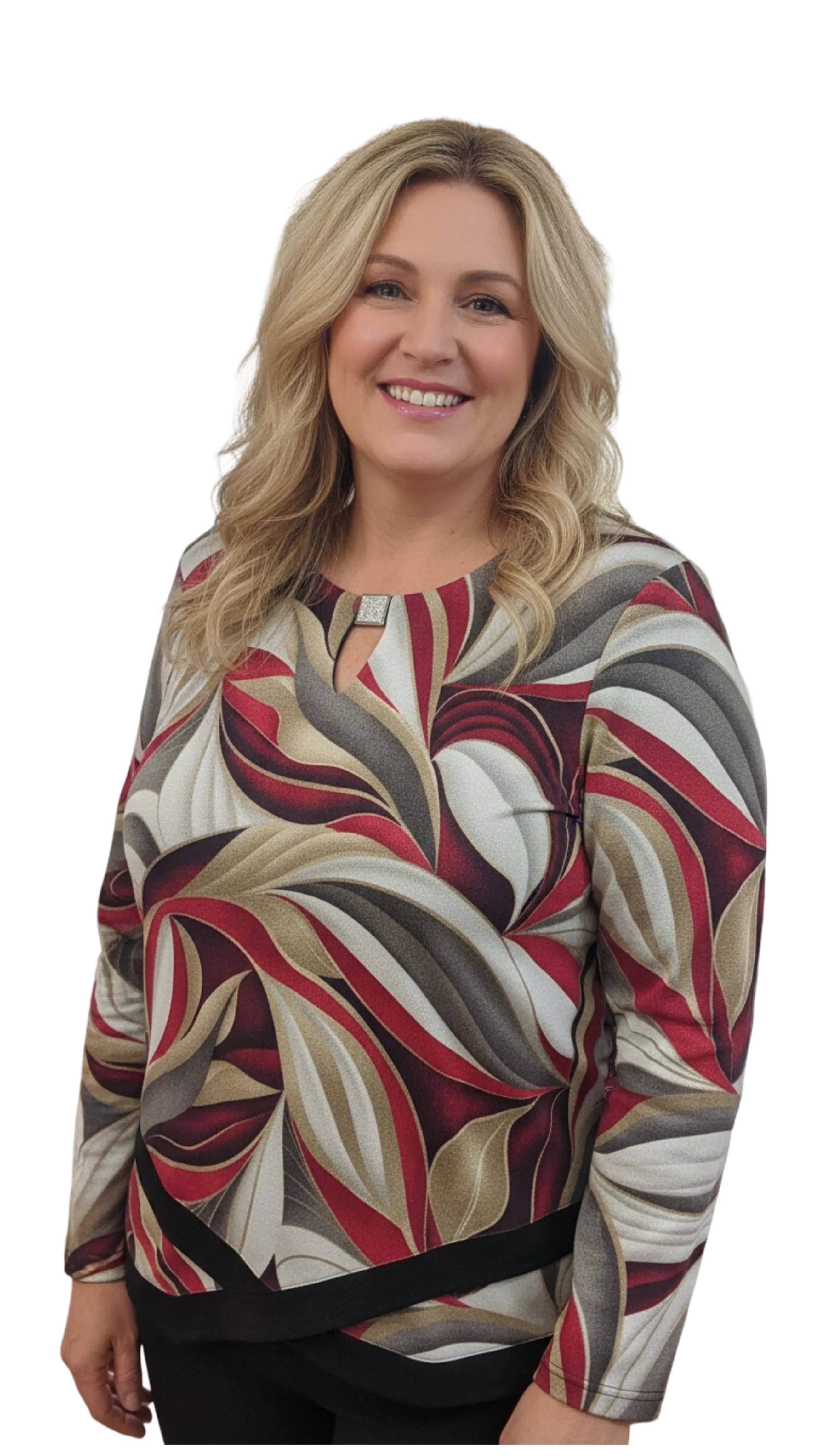 Lina red patterned thick piping tunic product image