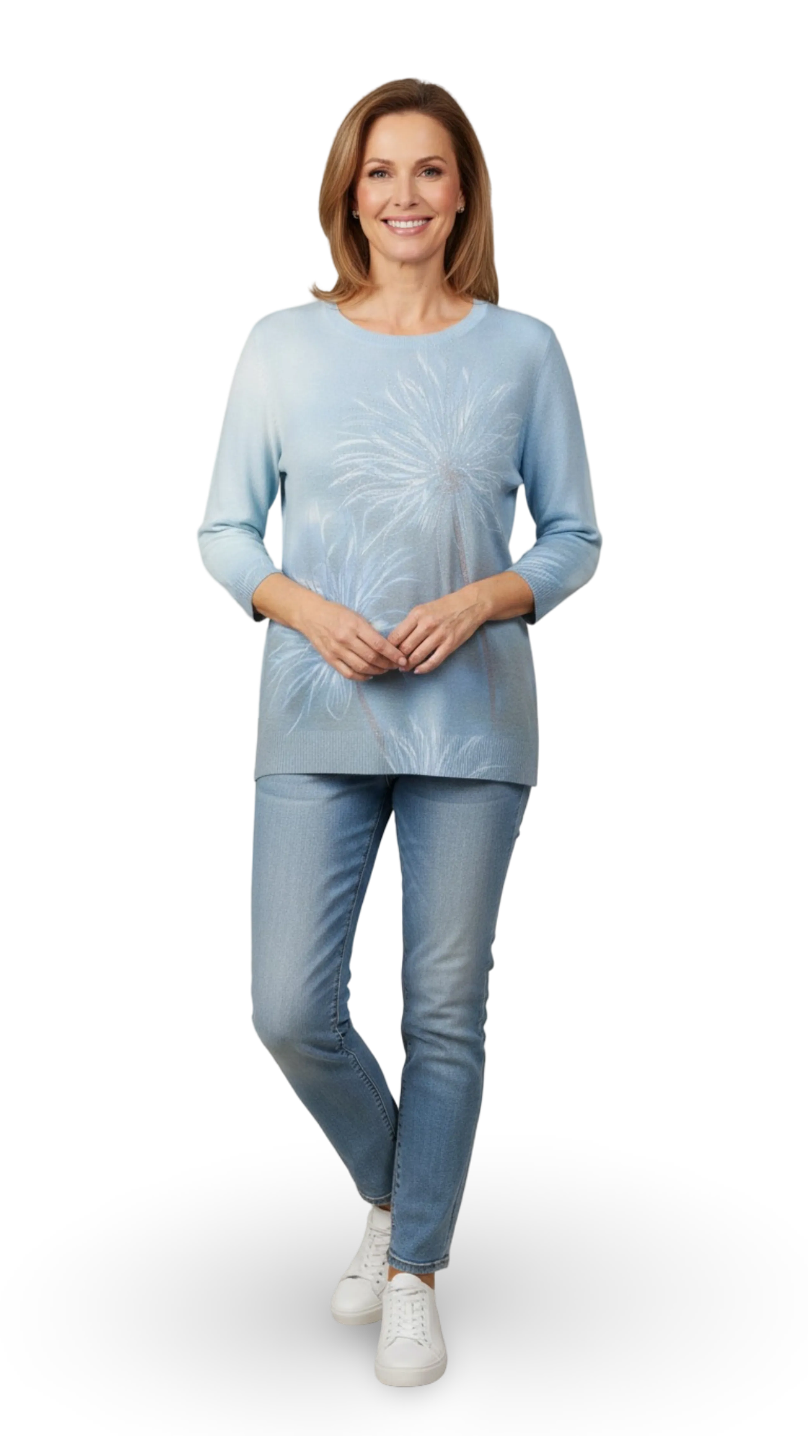 Juli rhinestone bright blue 3/4 sleeve jumper product image