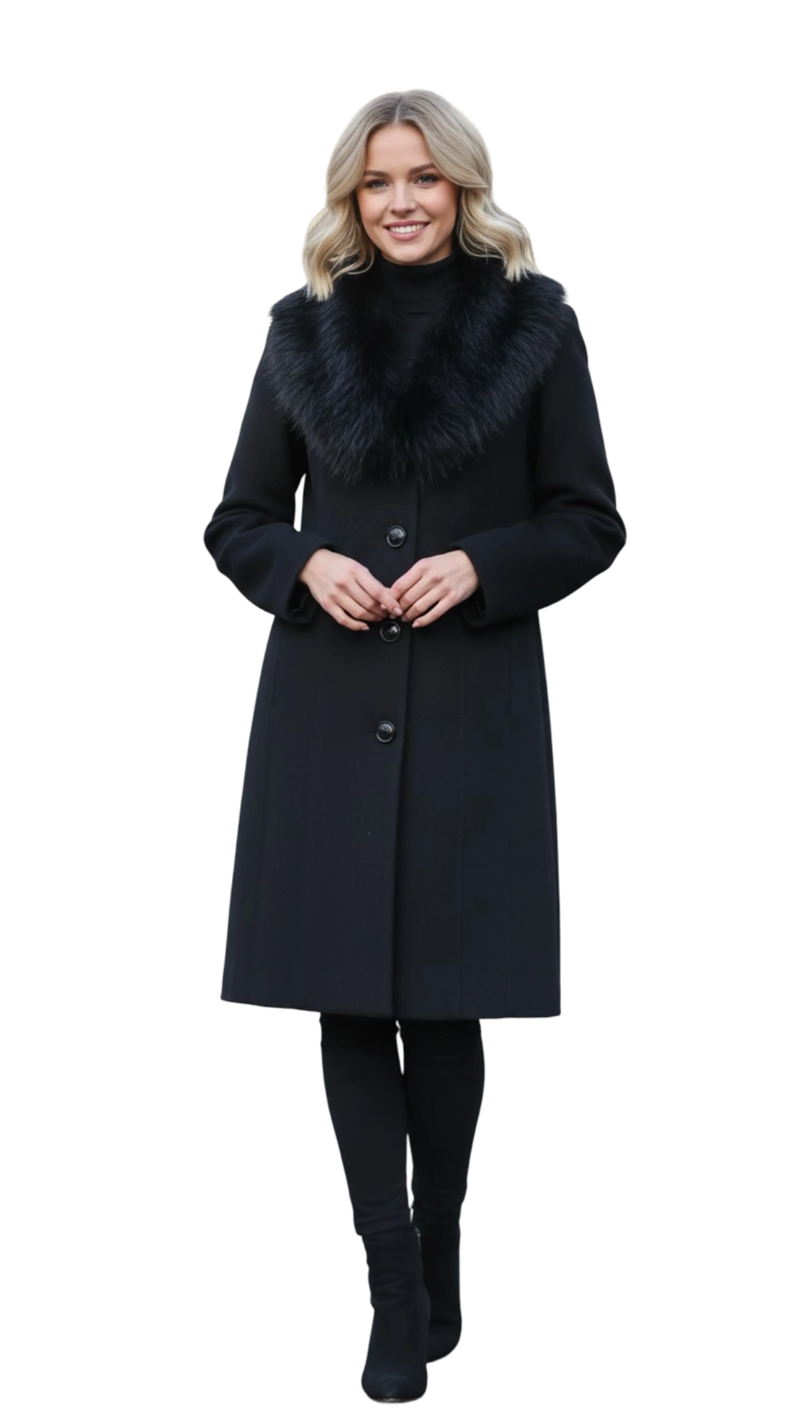 Adóra black shawl collar long coat product image