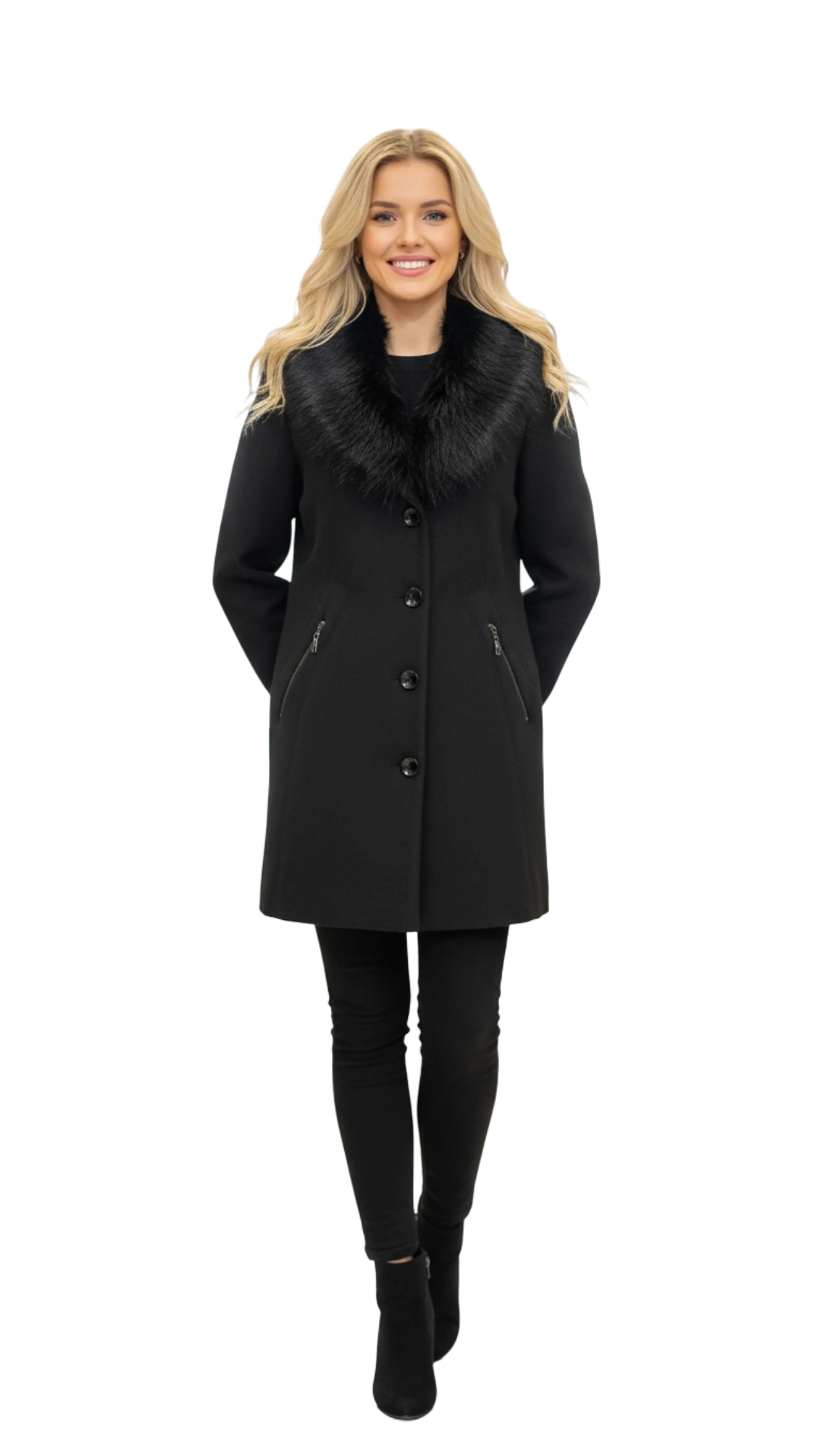 Adóra black short with shawl collar coat product image