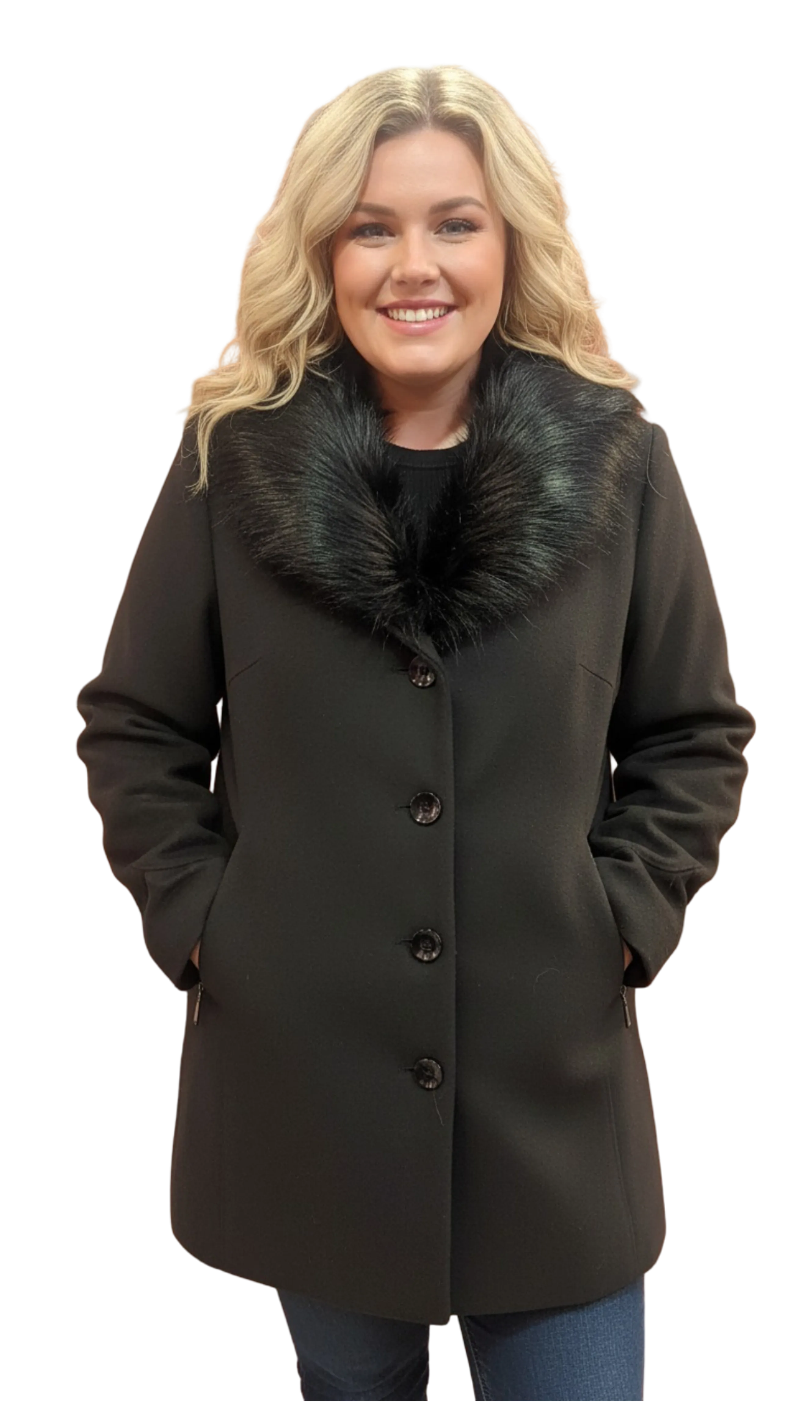Adóra black short with shawl collar coat product image
