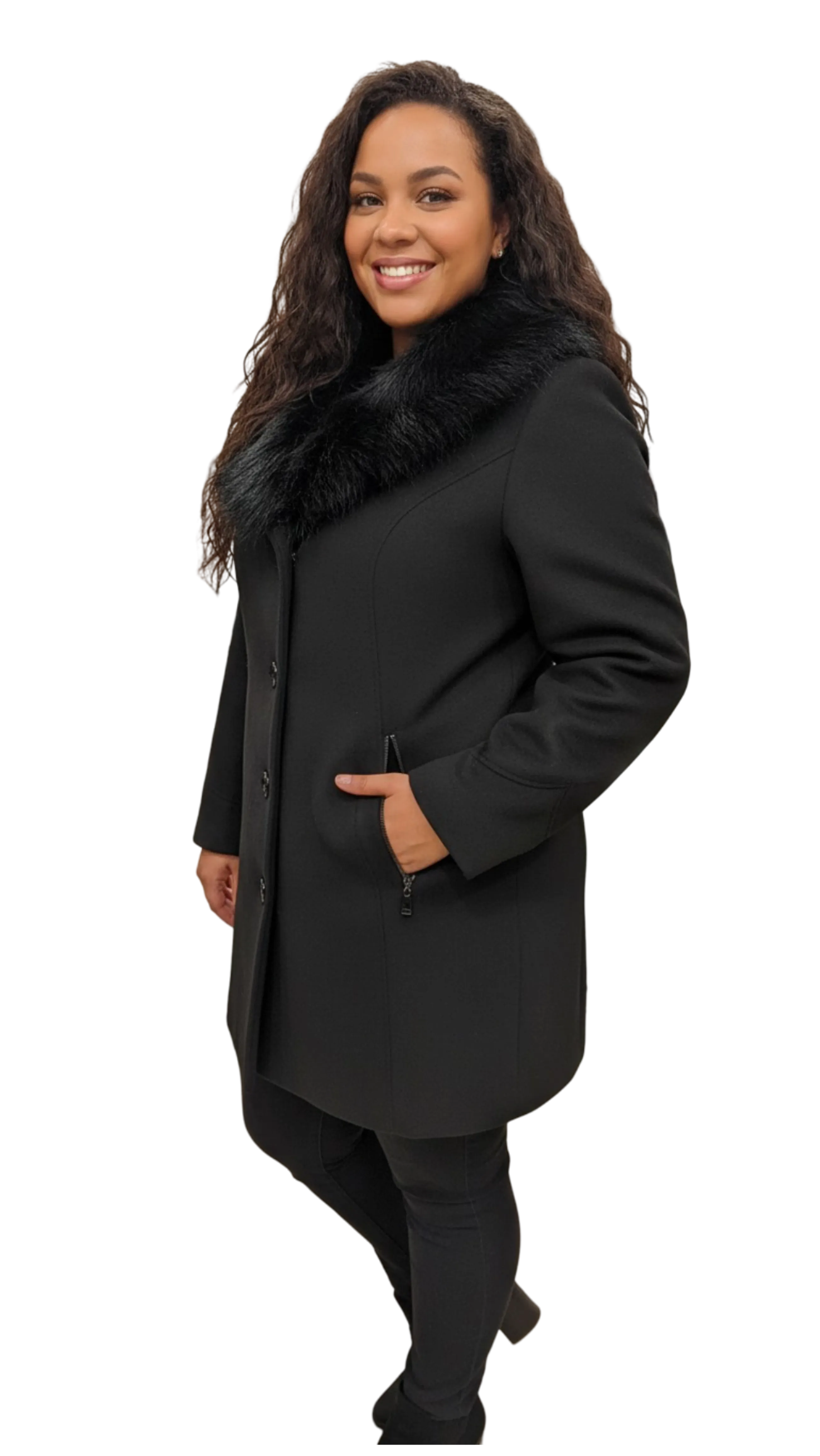 Adóra black short with shawl collar coat product image