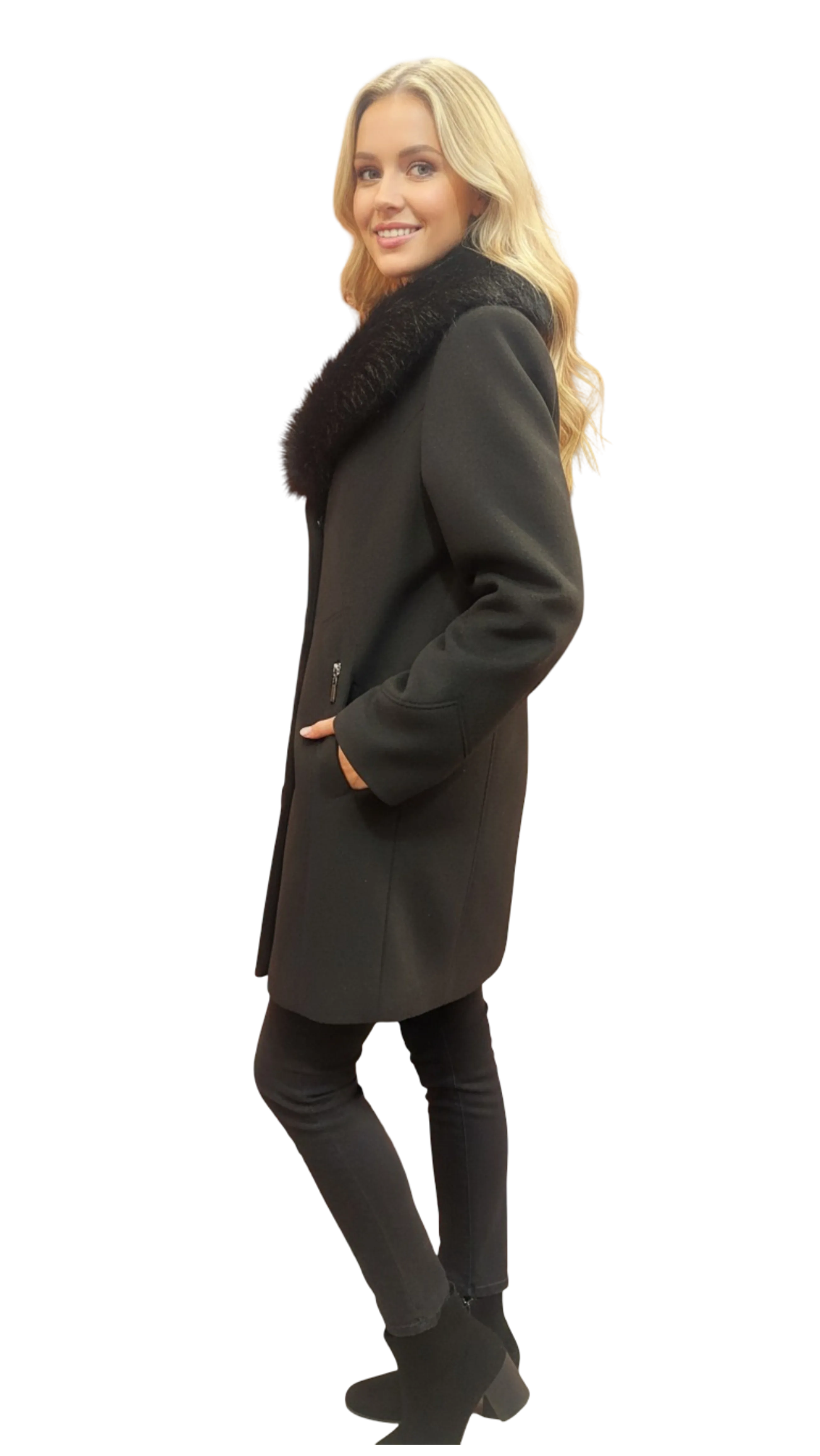 Adóra black short with shawl collar coat product image