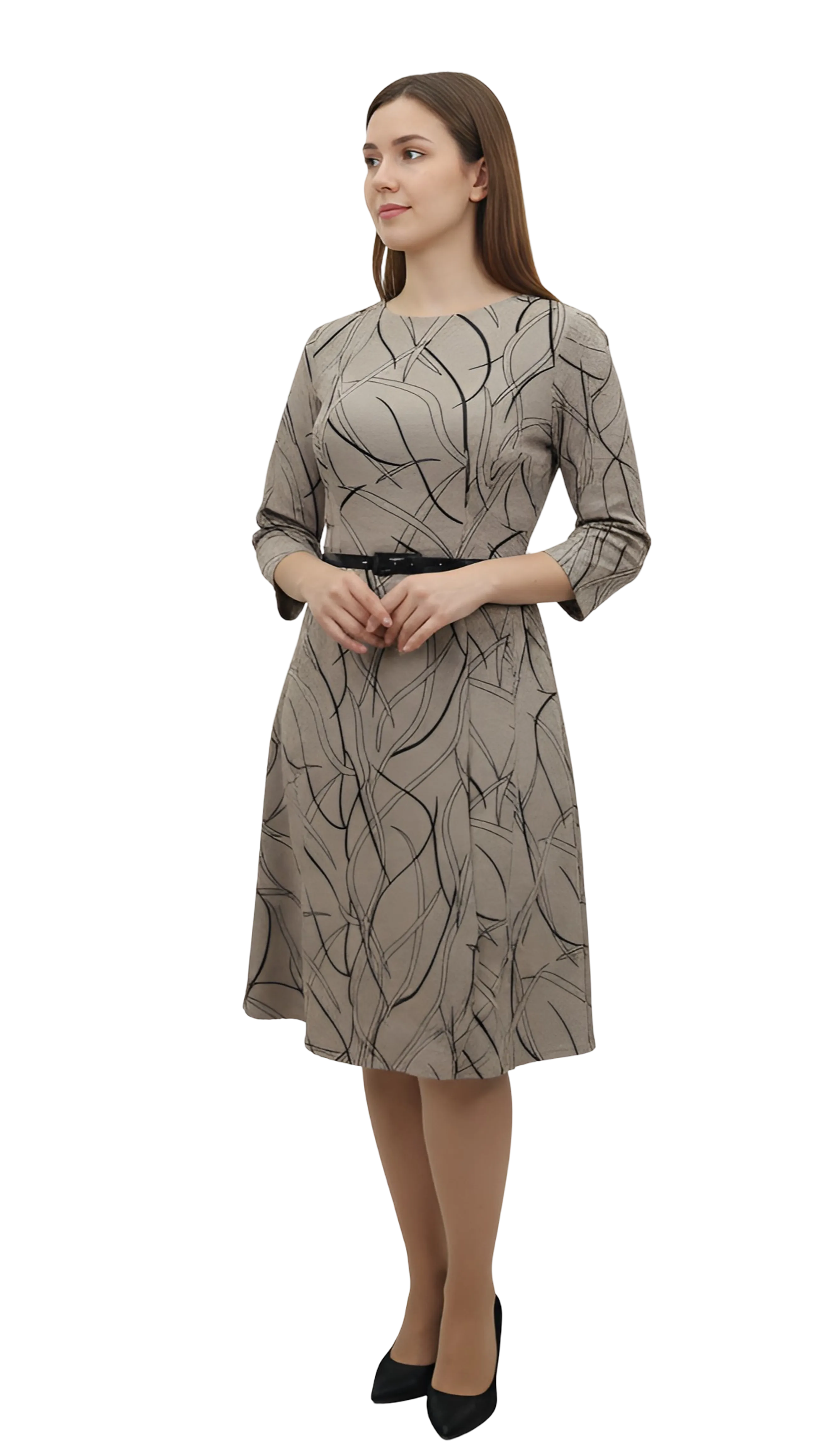 Anikó beige-black pattern dress product image