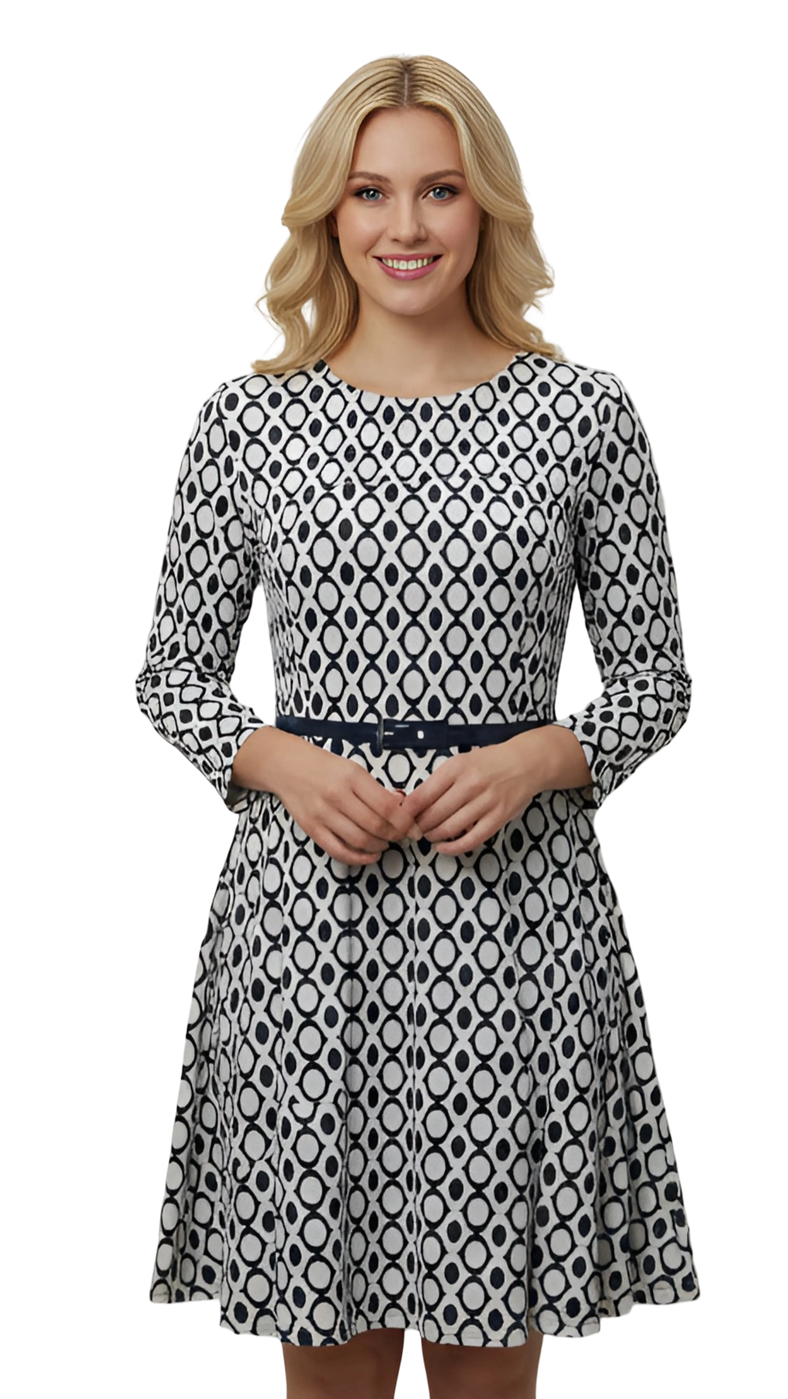 Anita navy blue and white hoop earrings dress product image