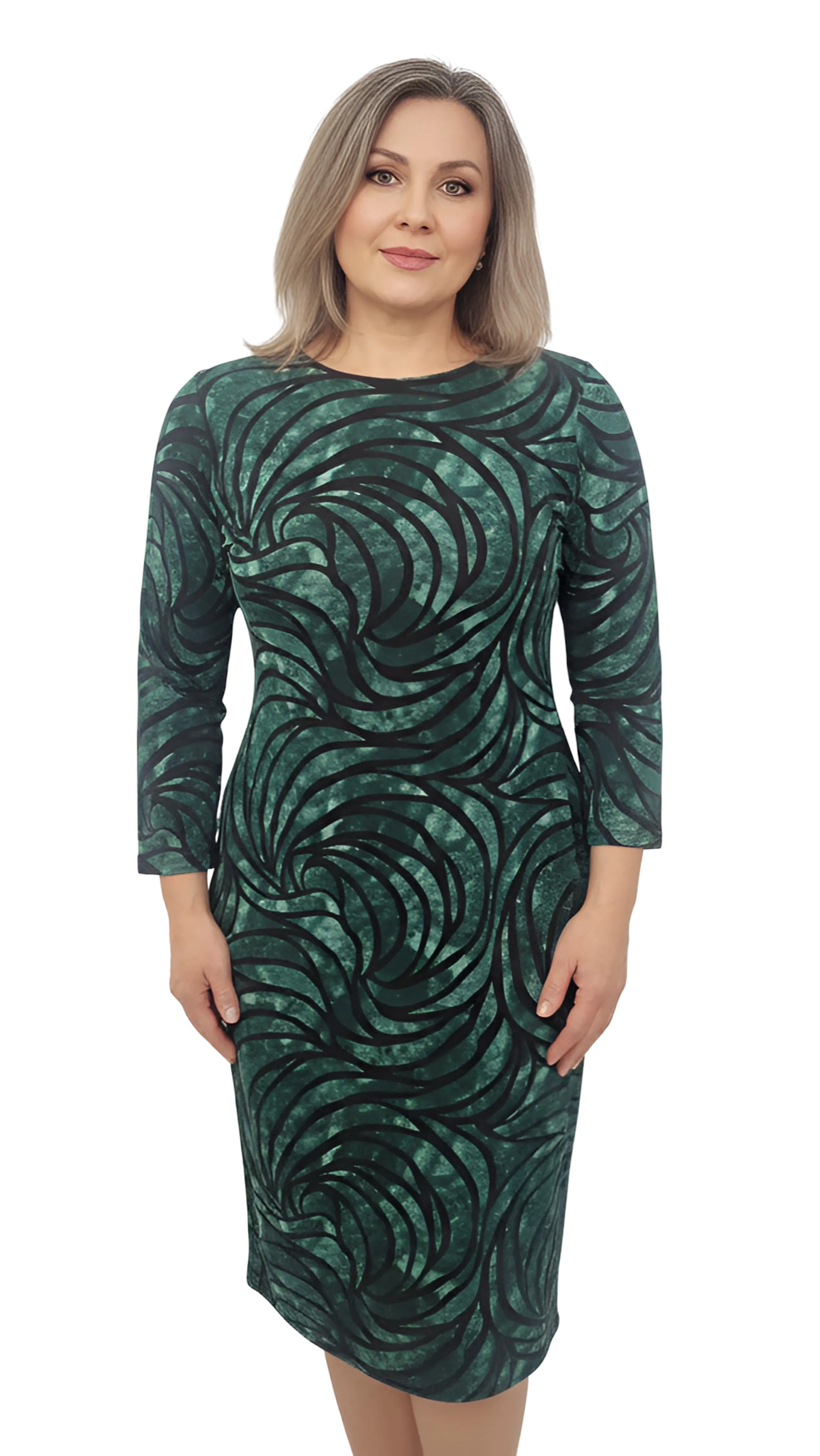 Cora green wave pattern dress product image
