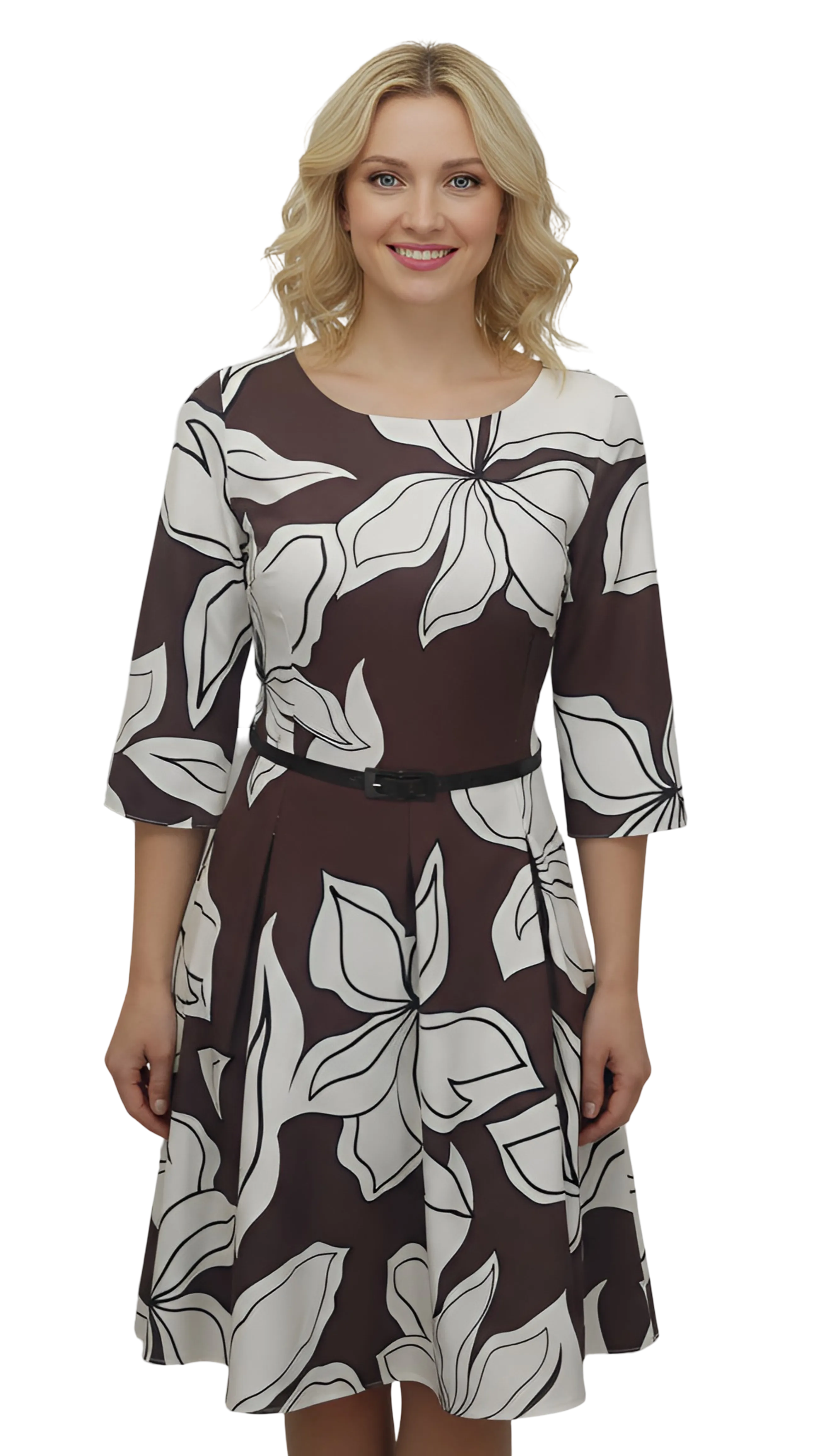 Gitta dress long sleeves brown pattern dress product image