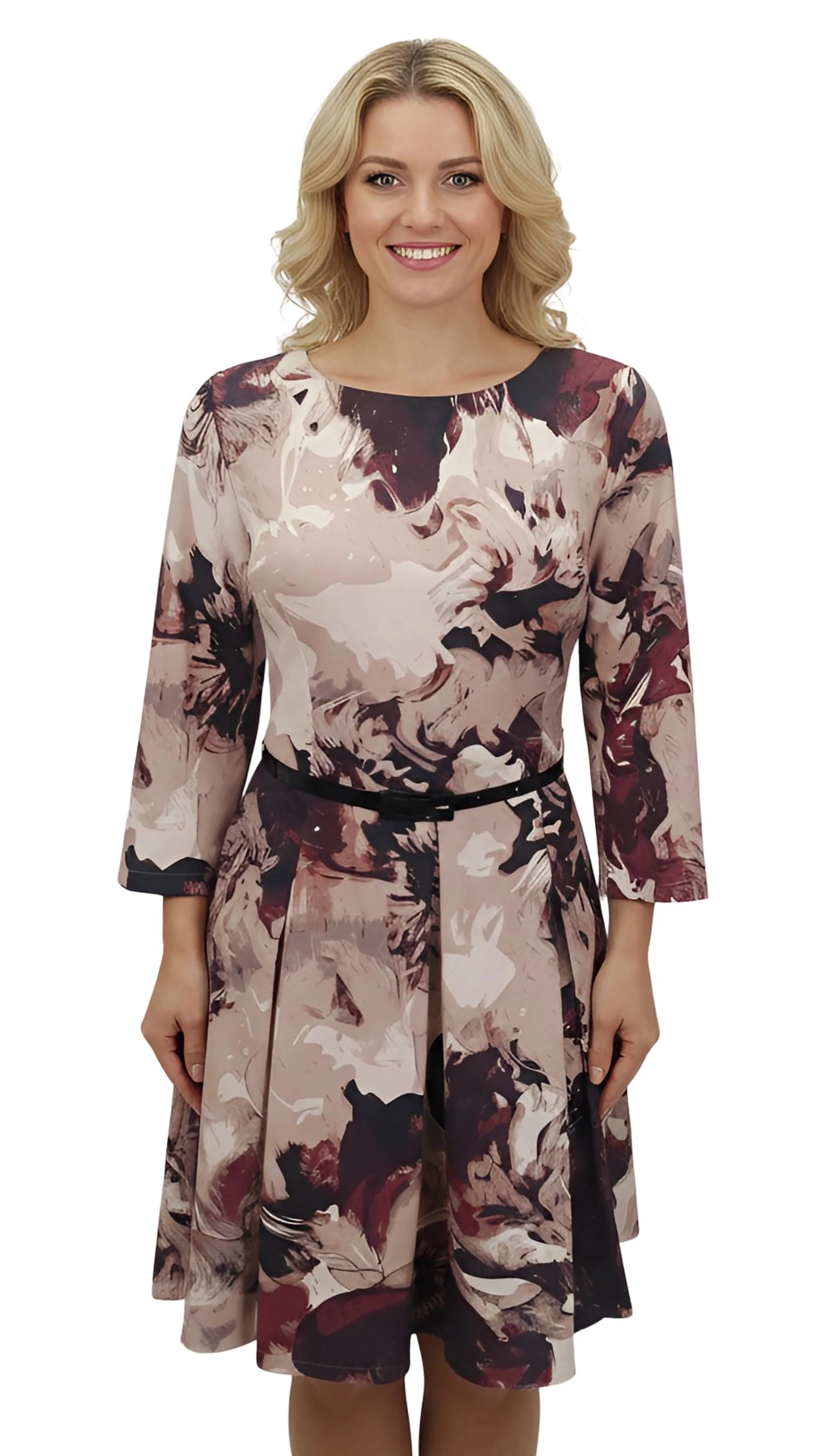 Gitta dress long sleeves burgundy pattern dress product image