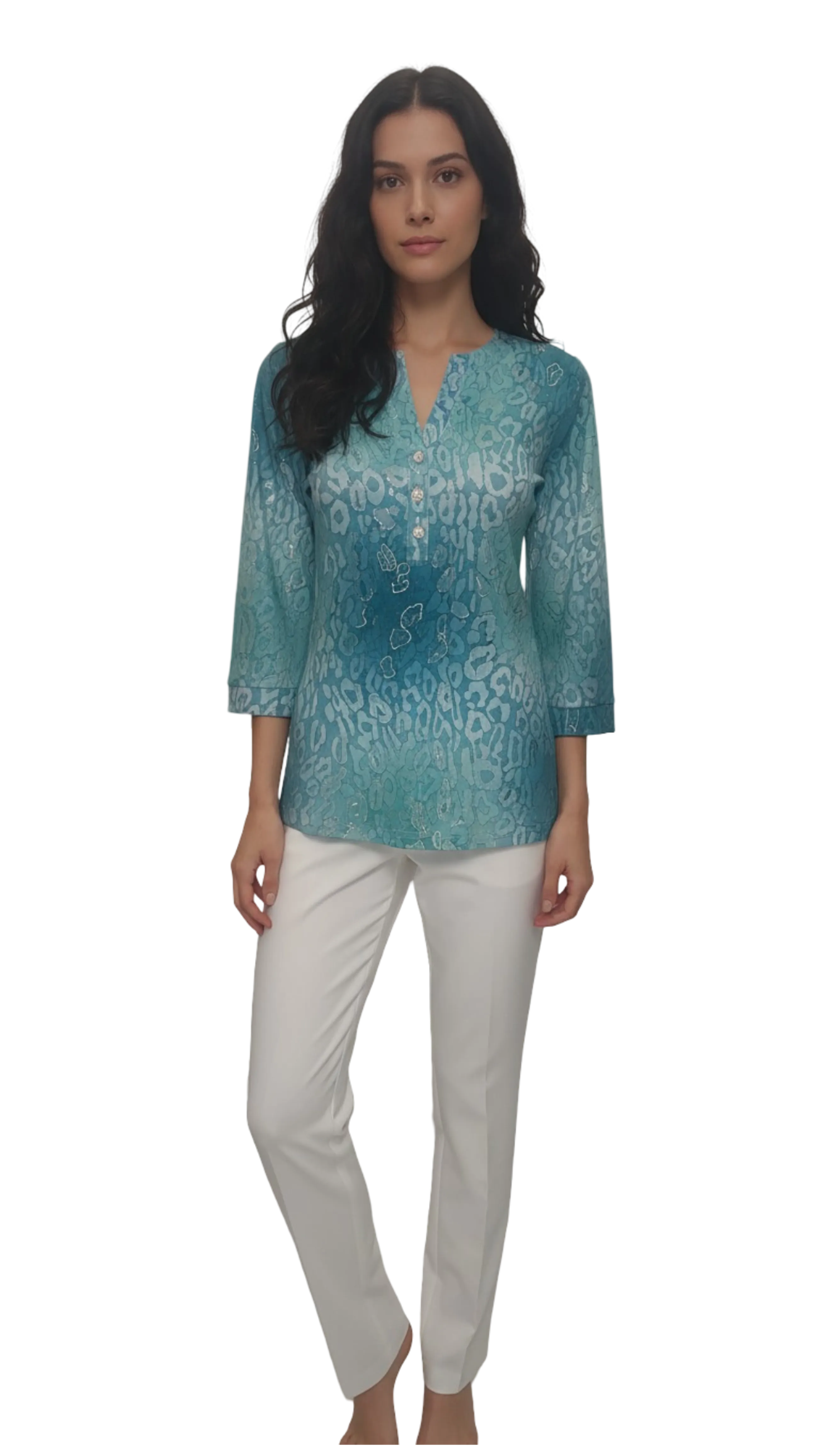 Márta turquoise pattern polo product image