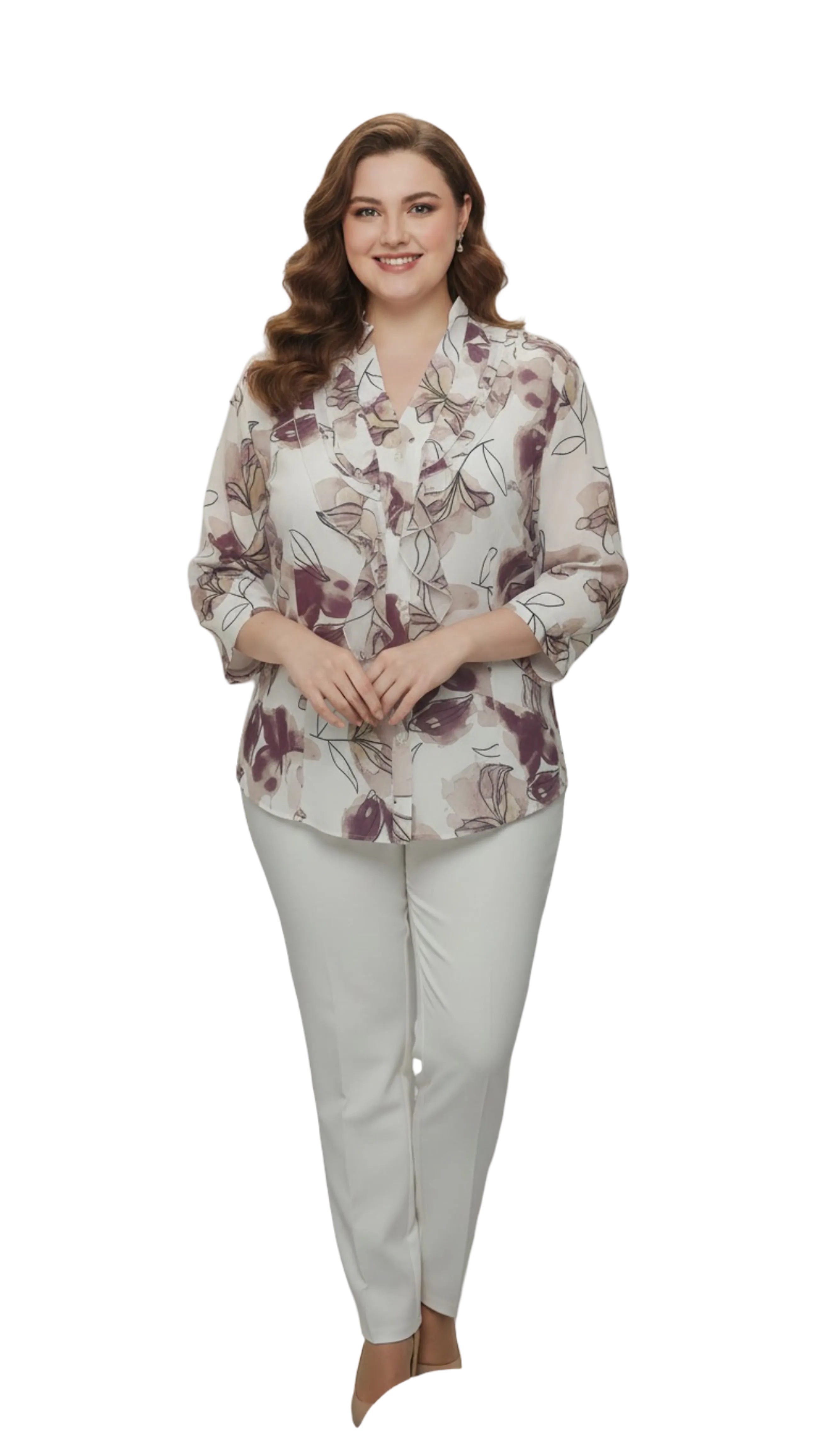Gabriella baggy burgundy pattern blouse product image