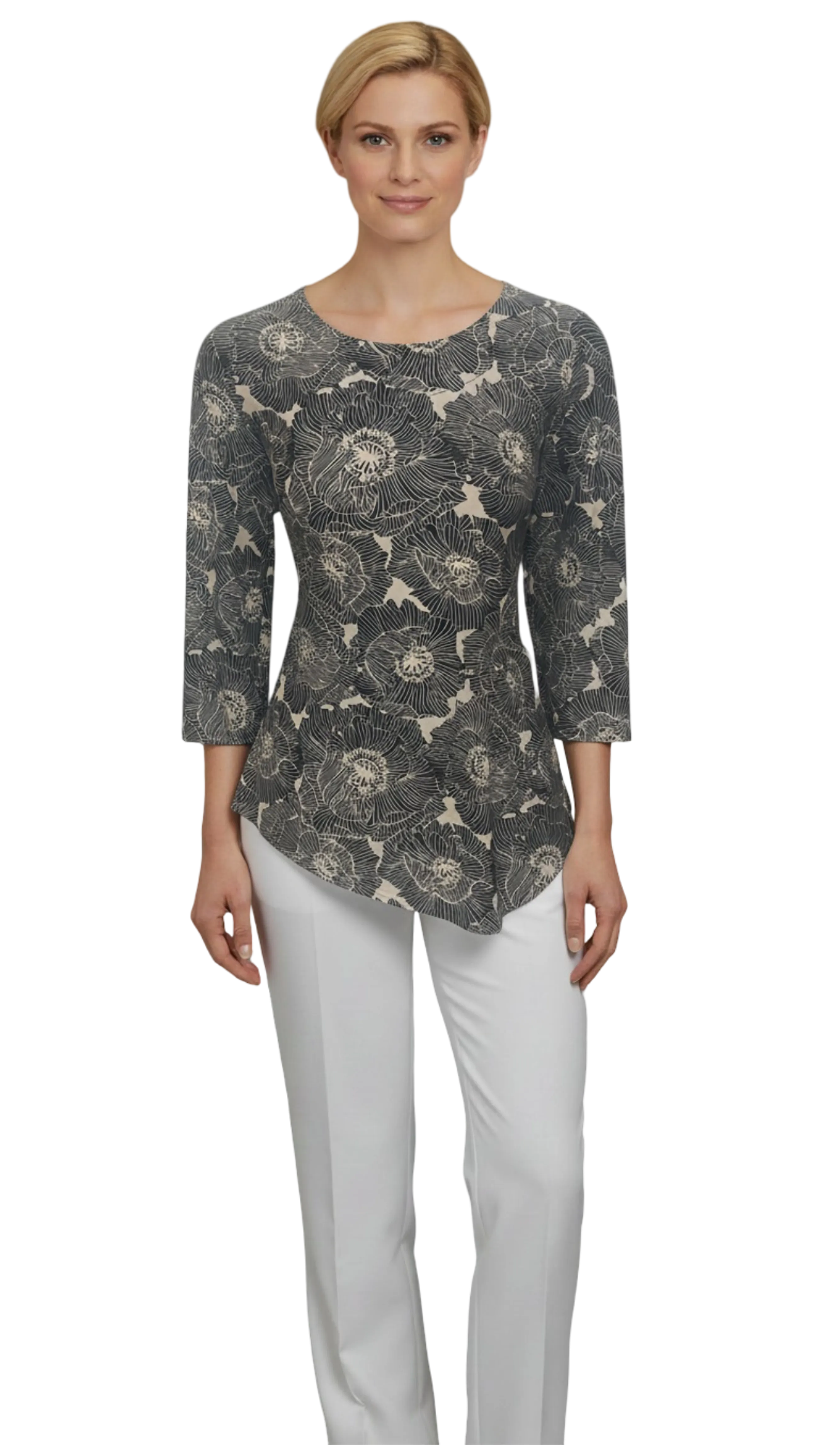 Rita black and beige pattern polo product image