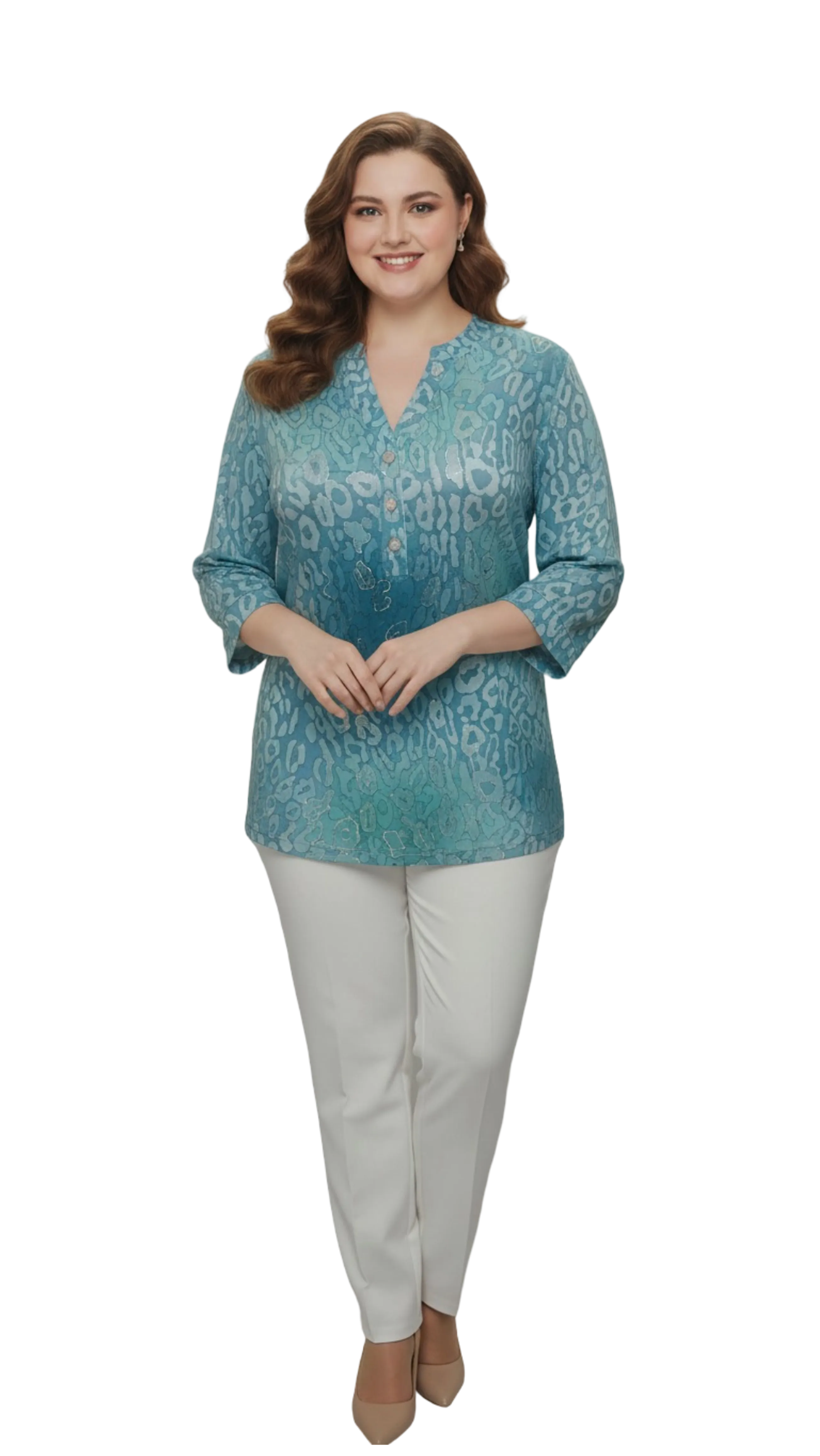 Márta turquoise pattern polo product image