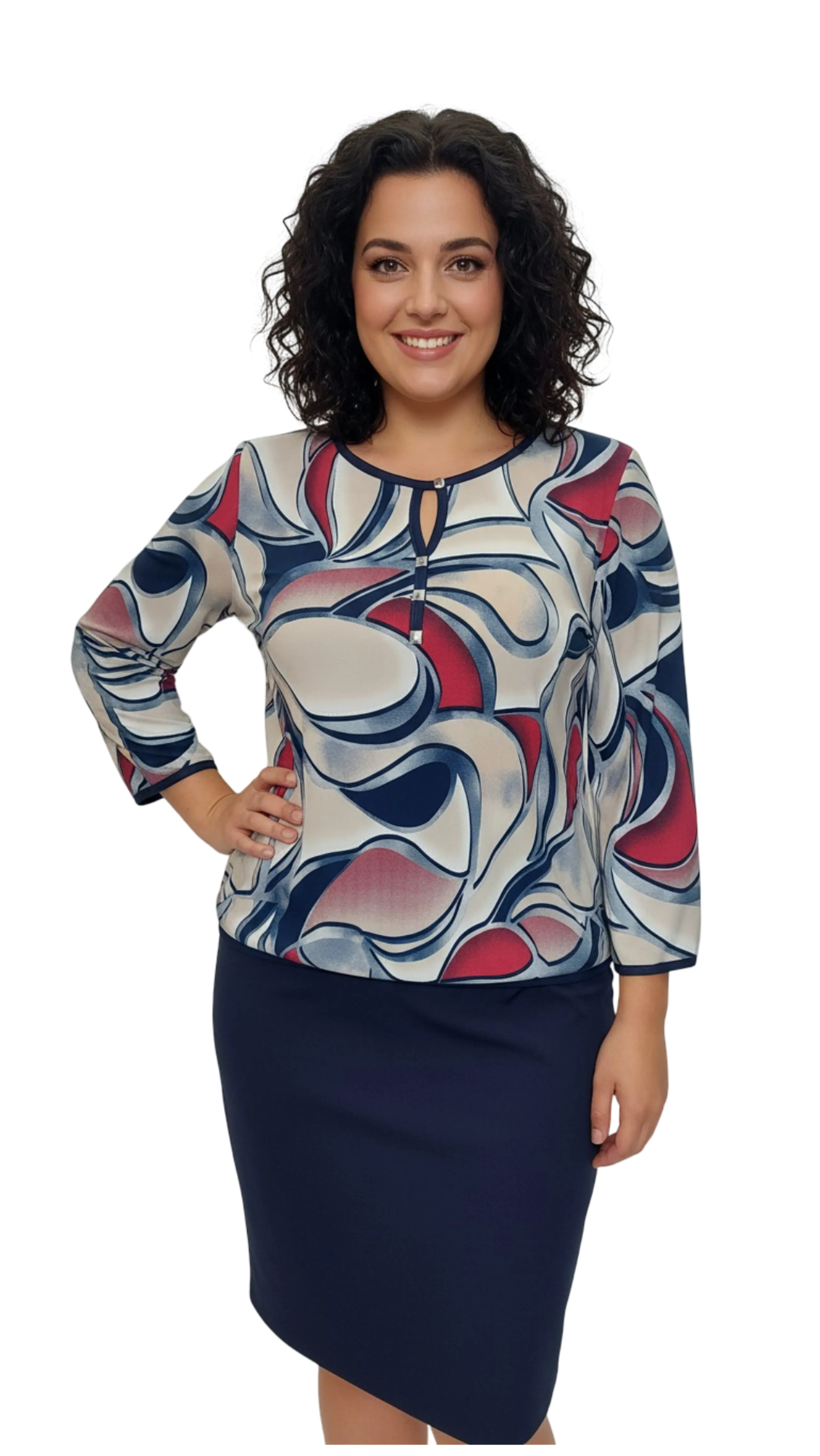 Amina burgundy pattern polo product image