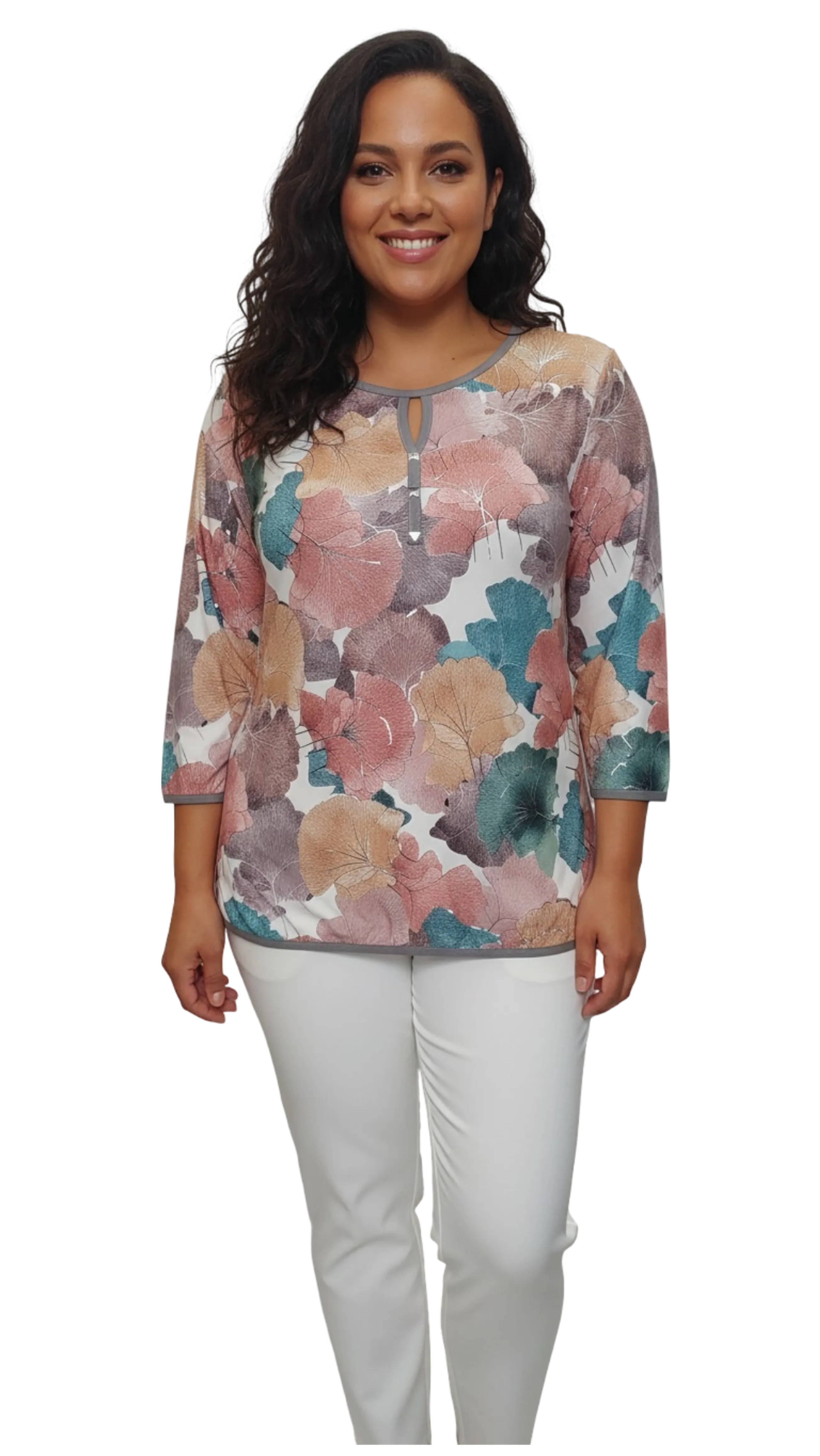 Amina mauve leaf pattern polo product image