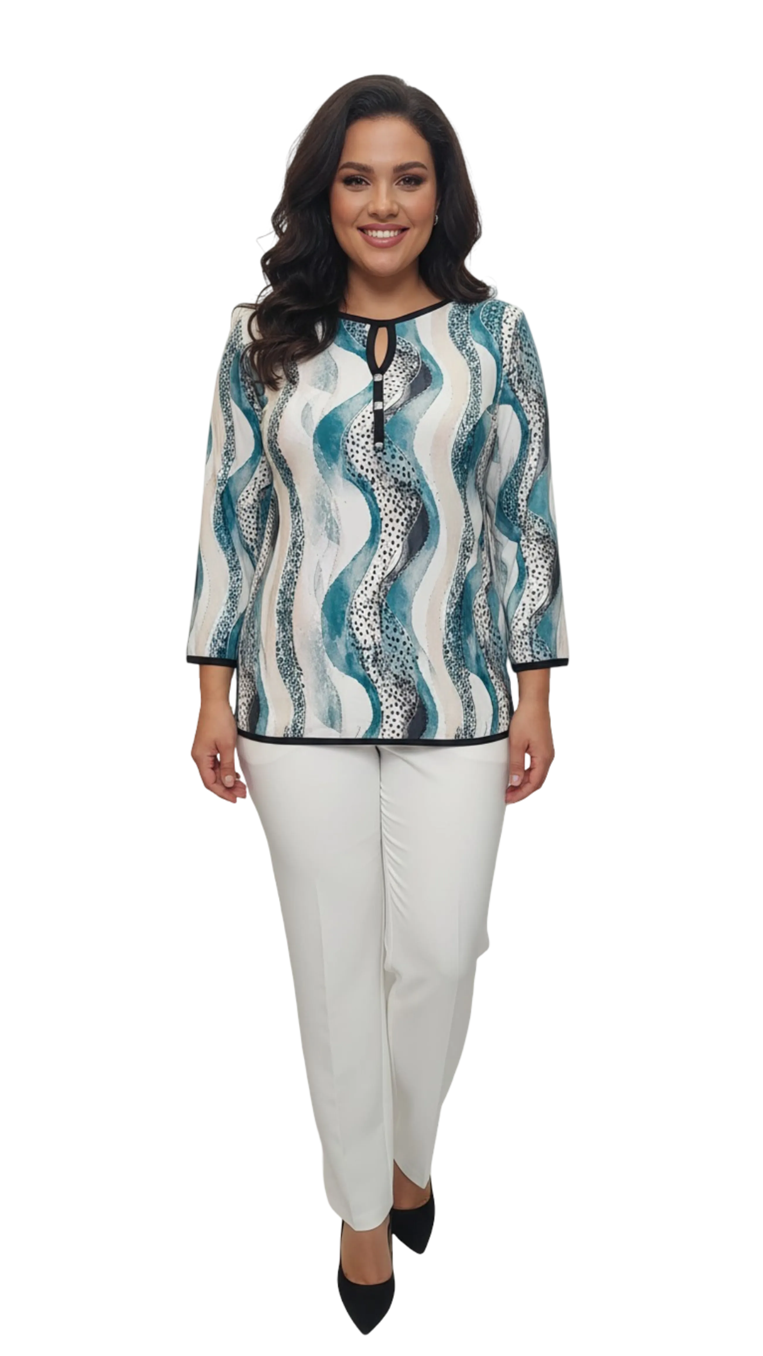 Amina green pattern polo product image