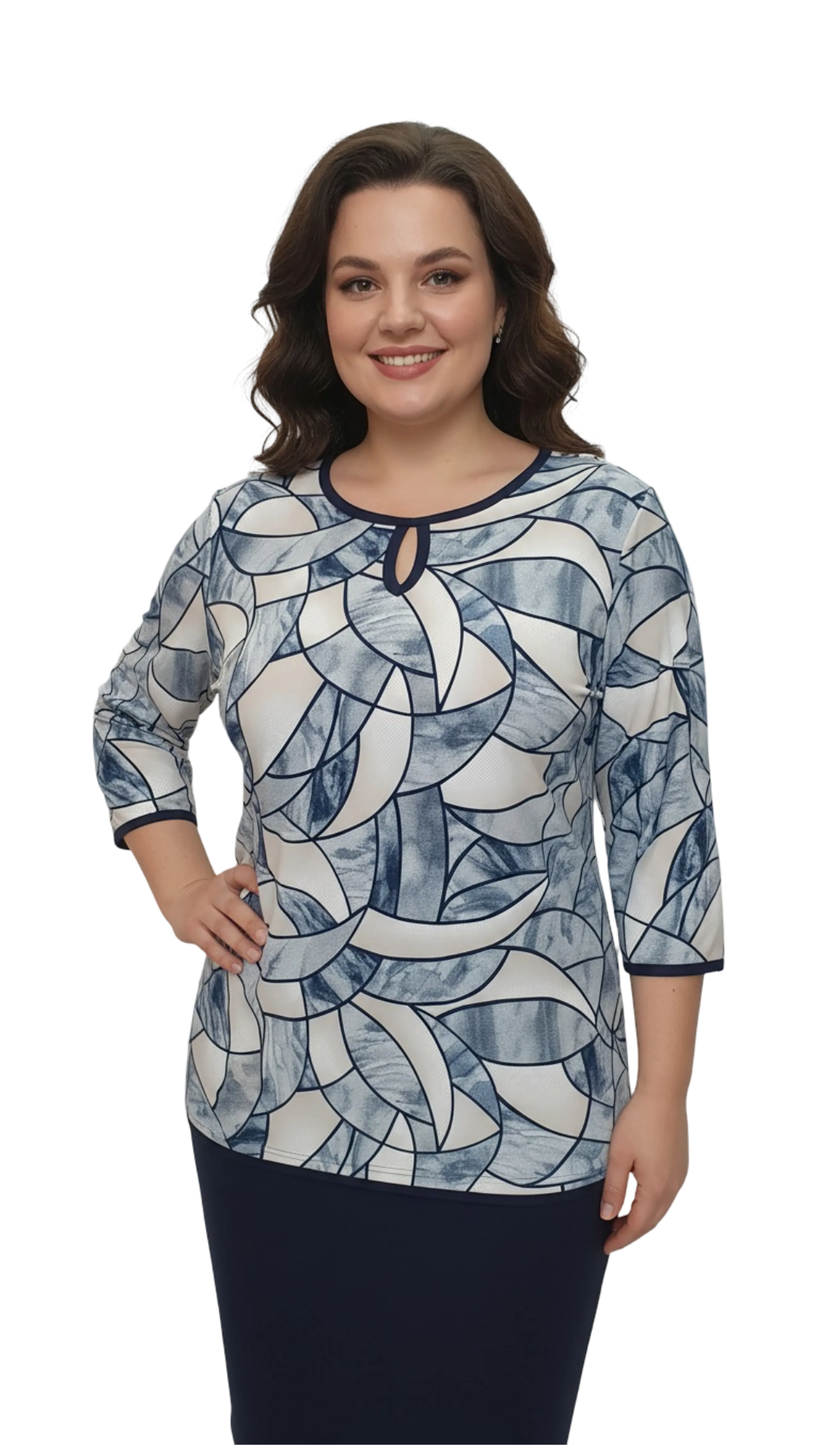 Amina light blue pattern polo product image