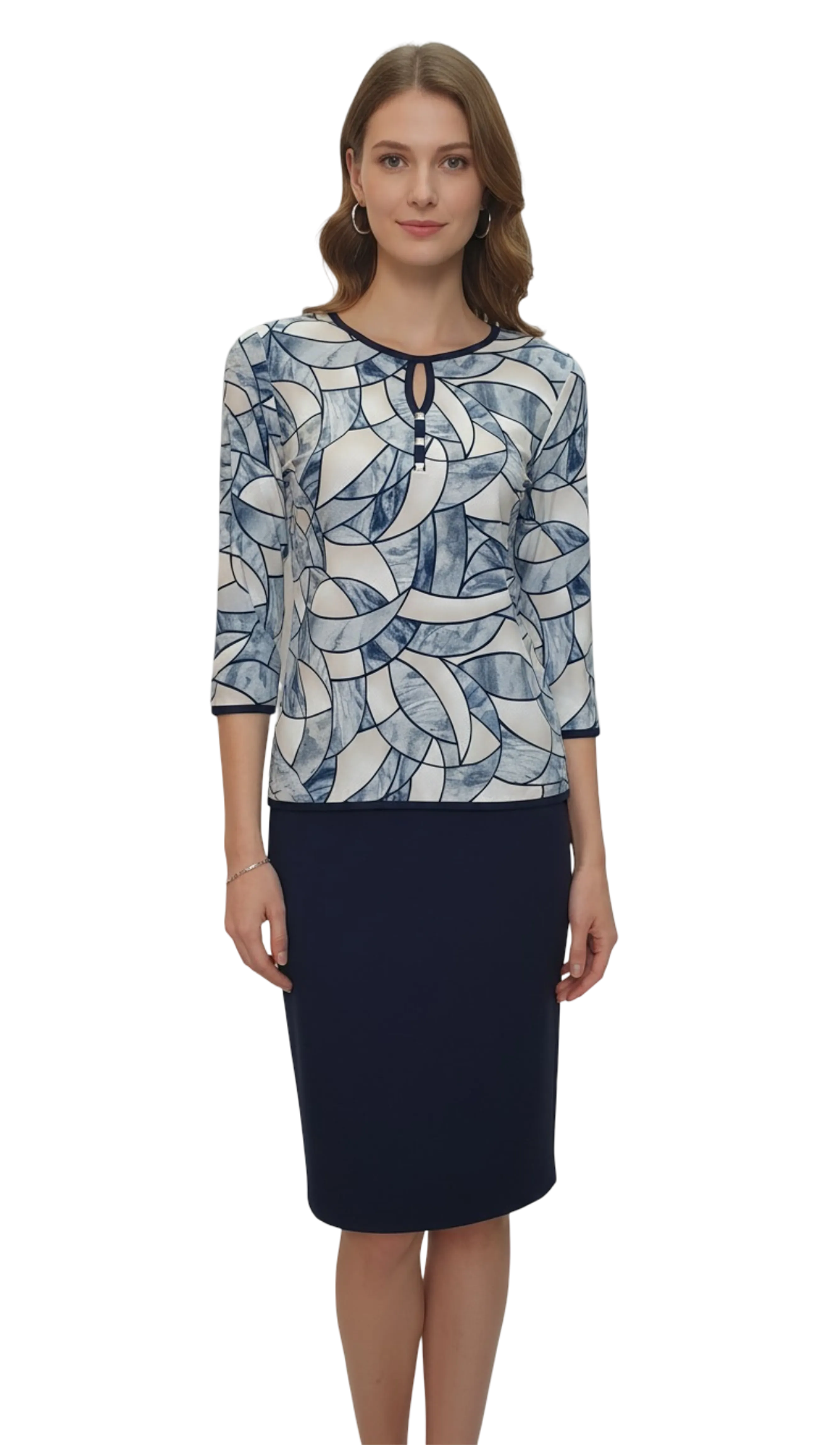 Amina light blue pattern polo product image