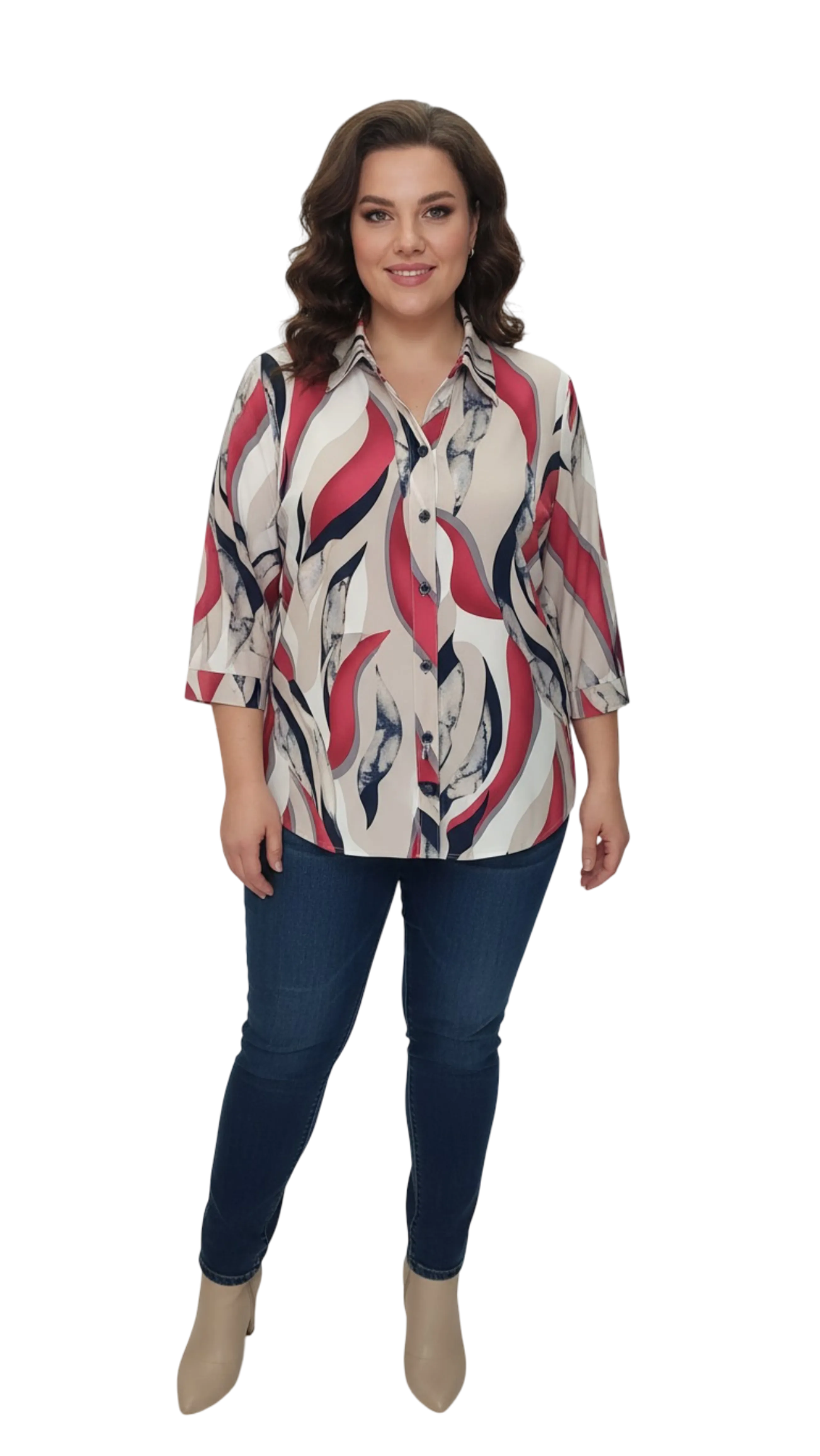 Márta red pattern shirt blouse product image