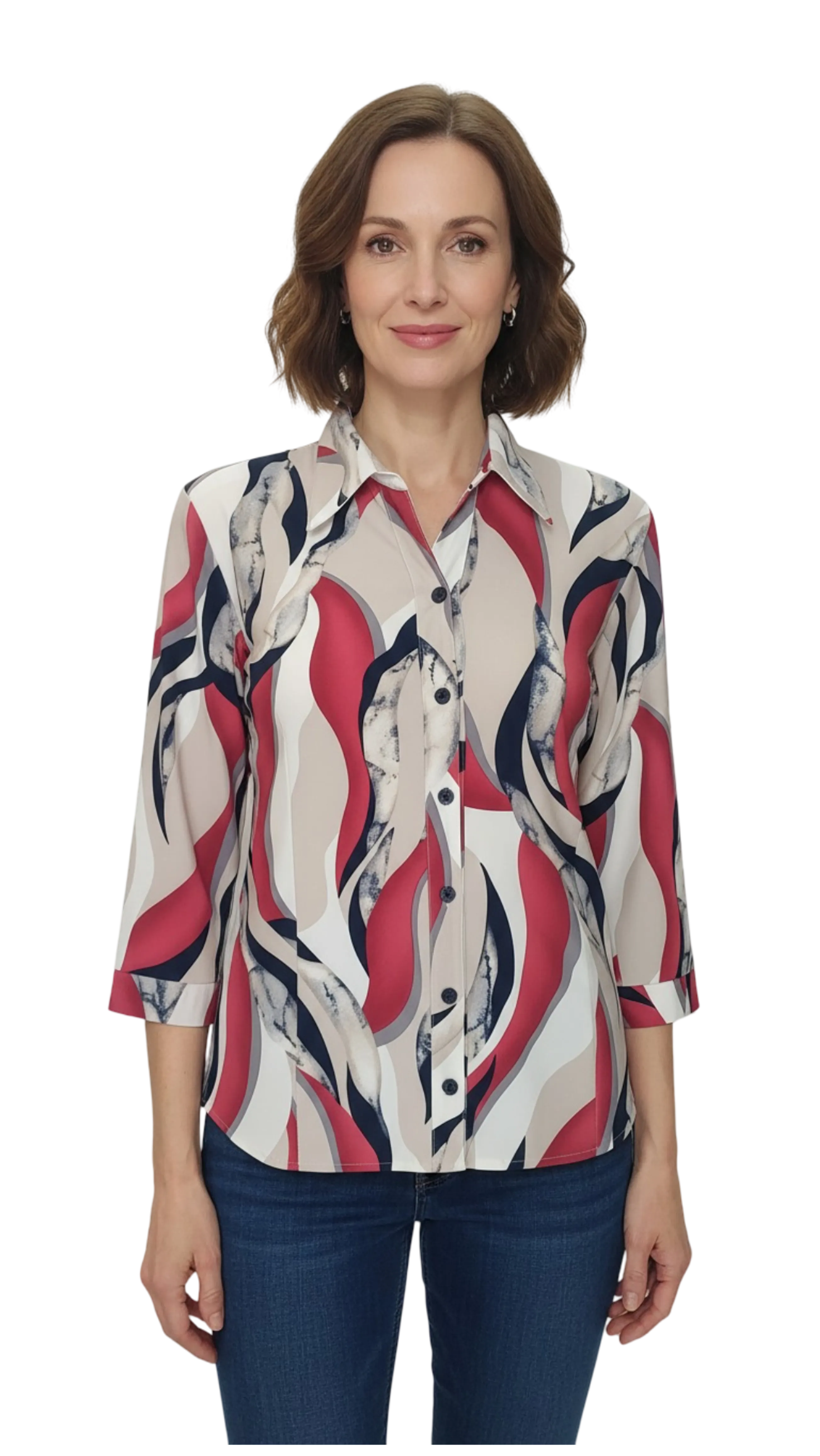 Márta red pattern shirt blouse product image