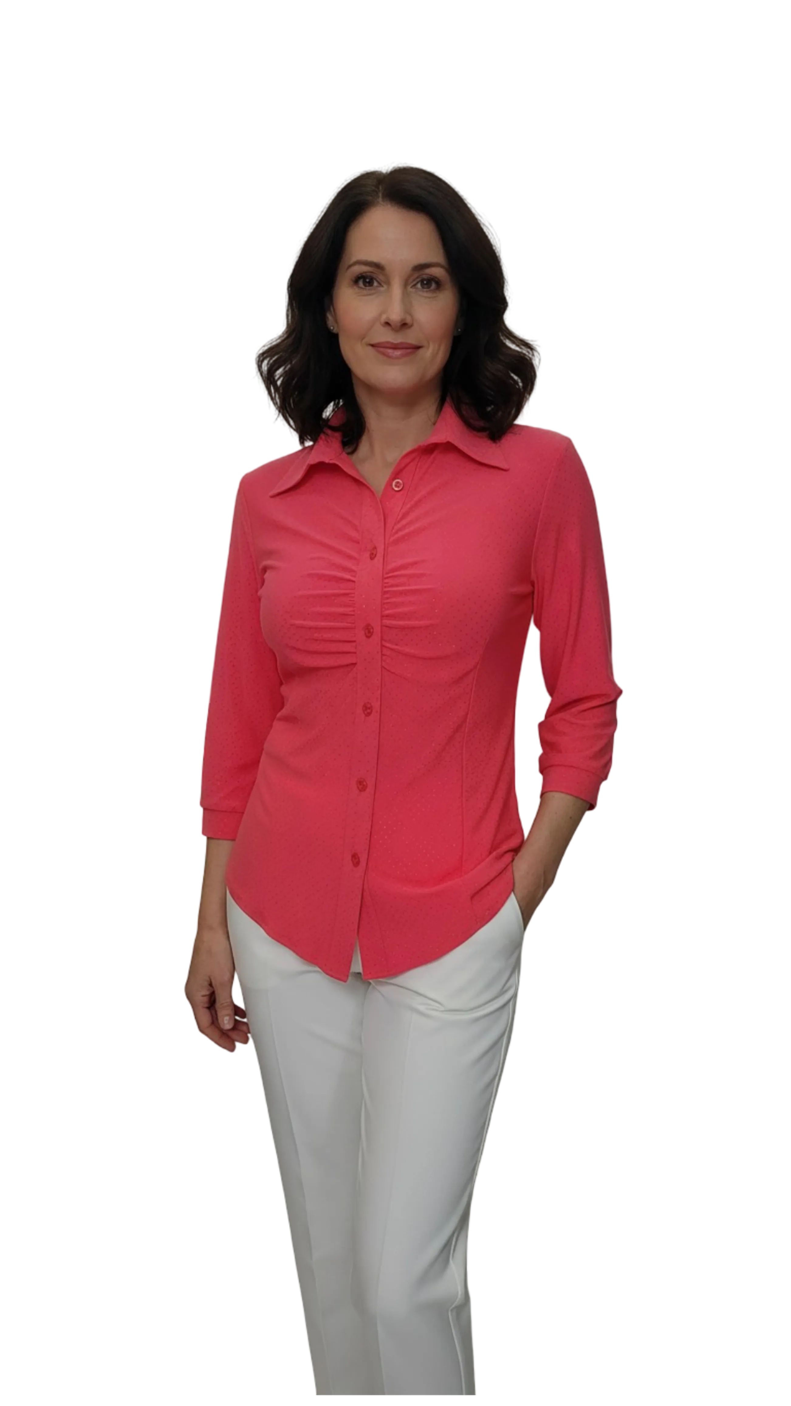 Edyta salmon-colored spotted shirt blouse product image
