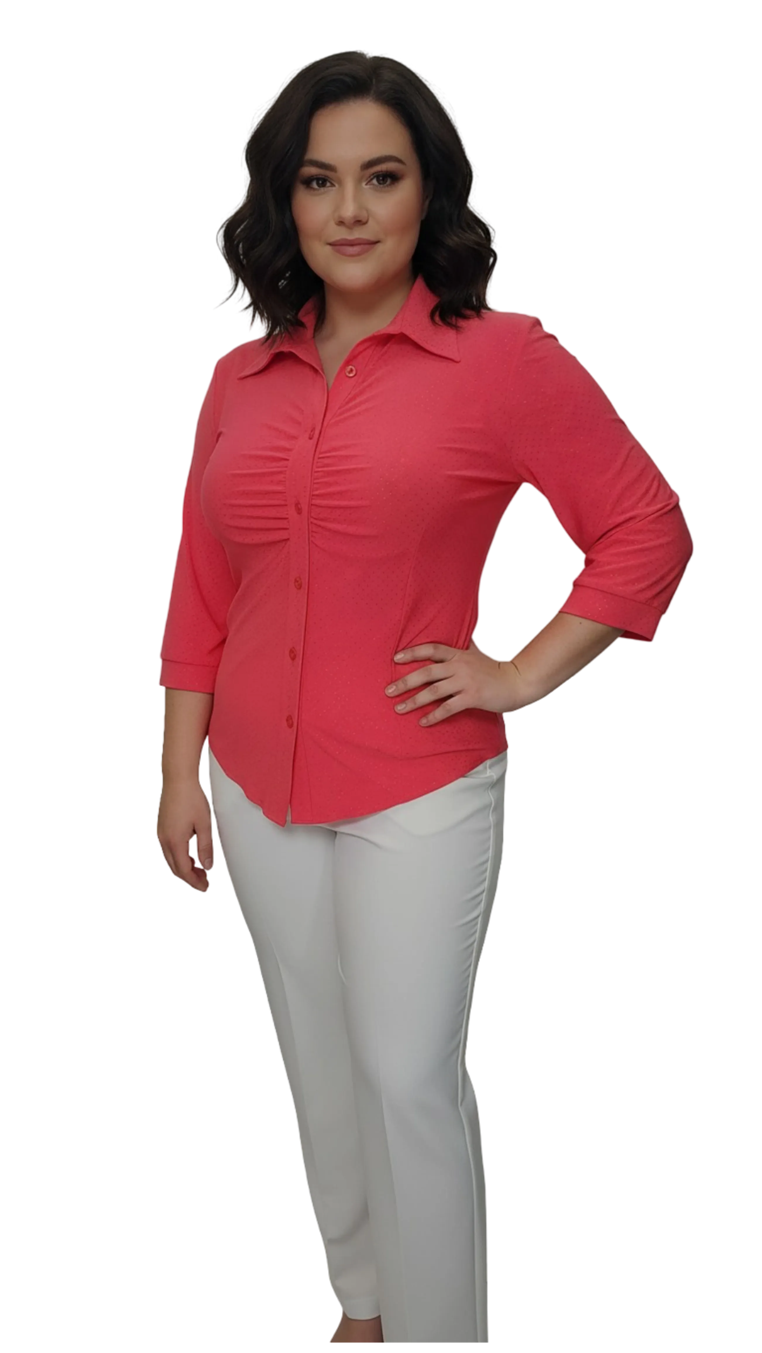 Edyta salmon-colored spotted shirt blouse product image