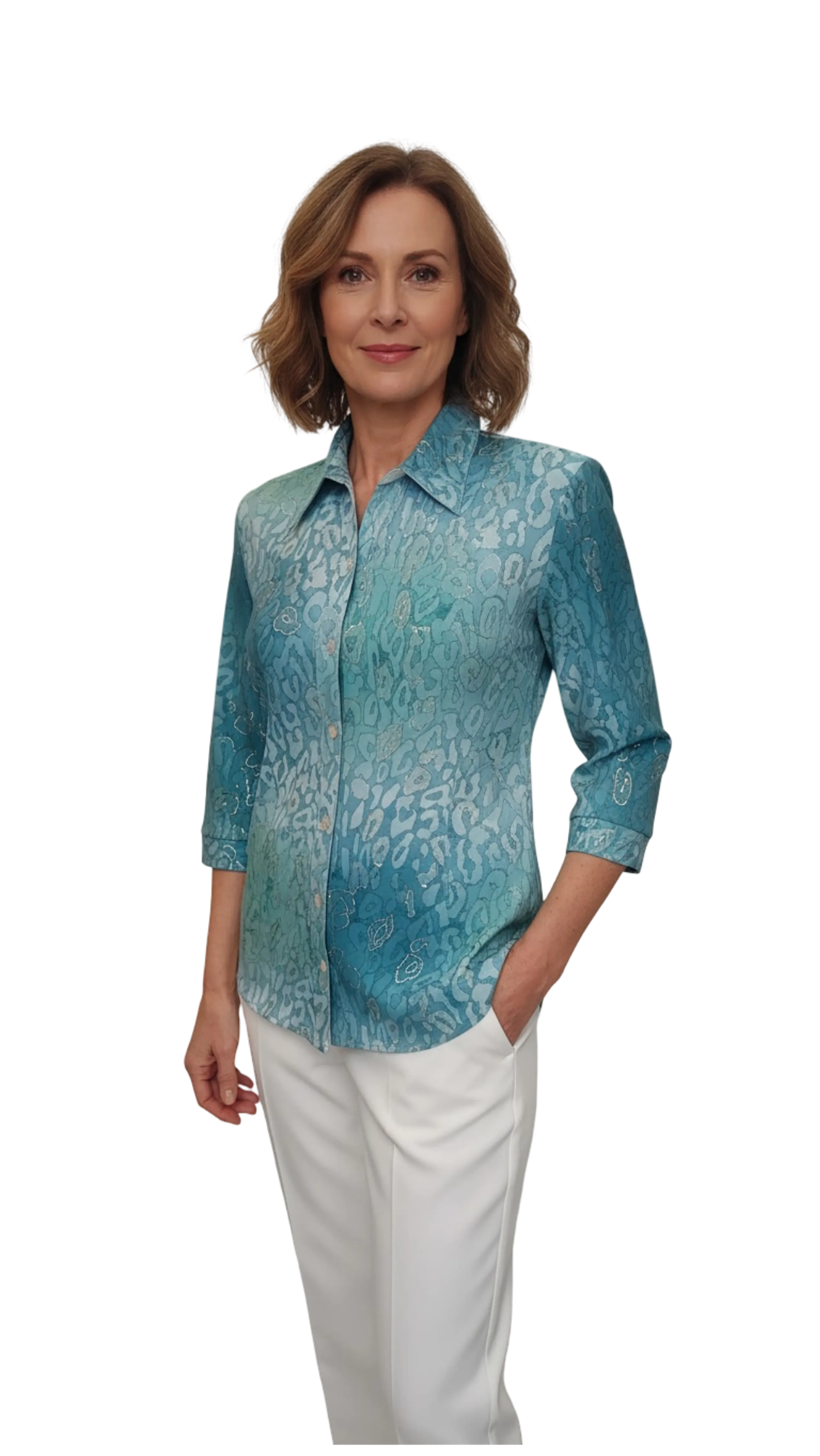 Márta turquoise pattern shirt blouse product image