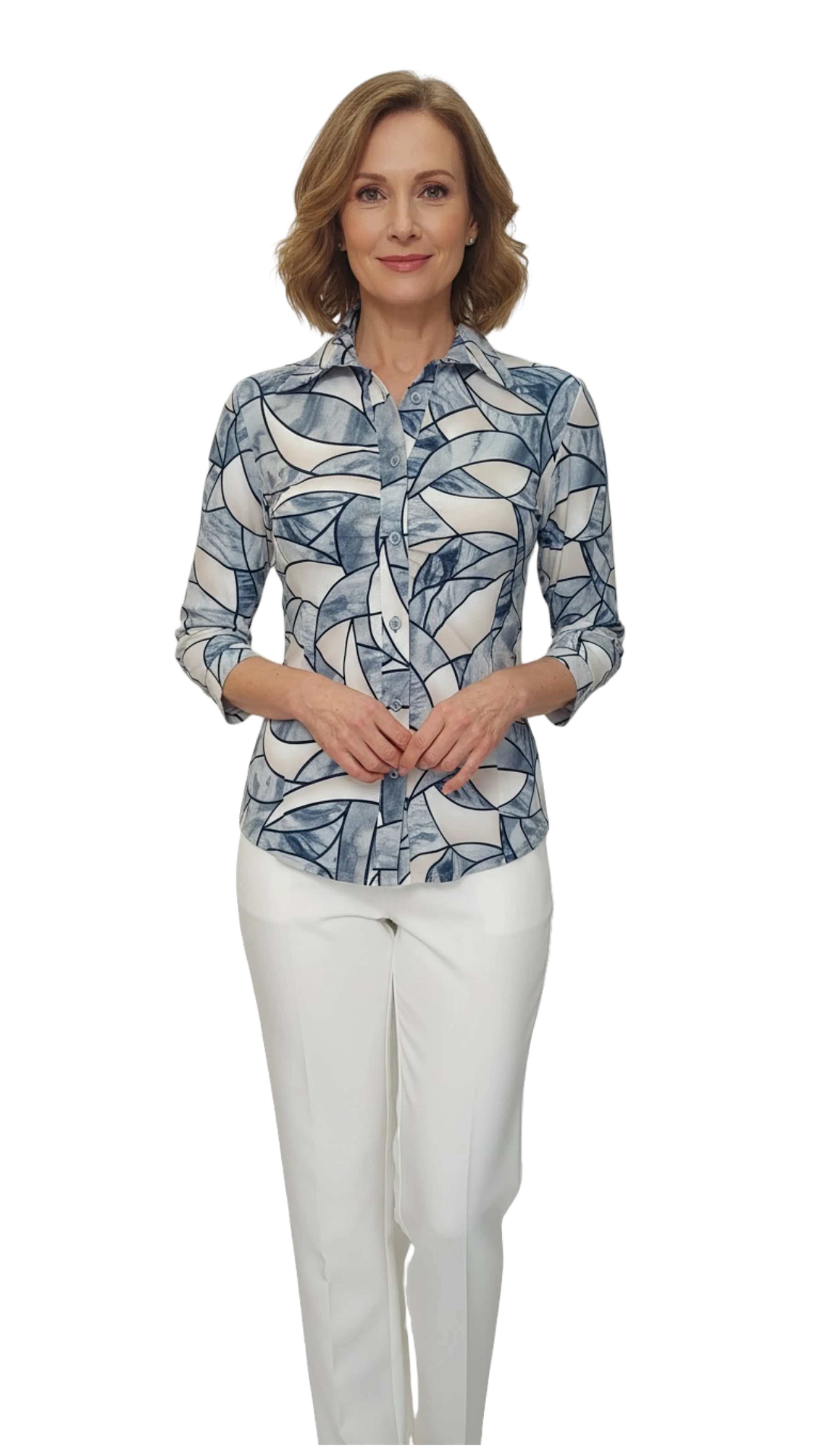 Edyta light blue pattern shirt blouse product image