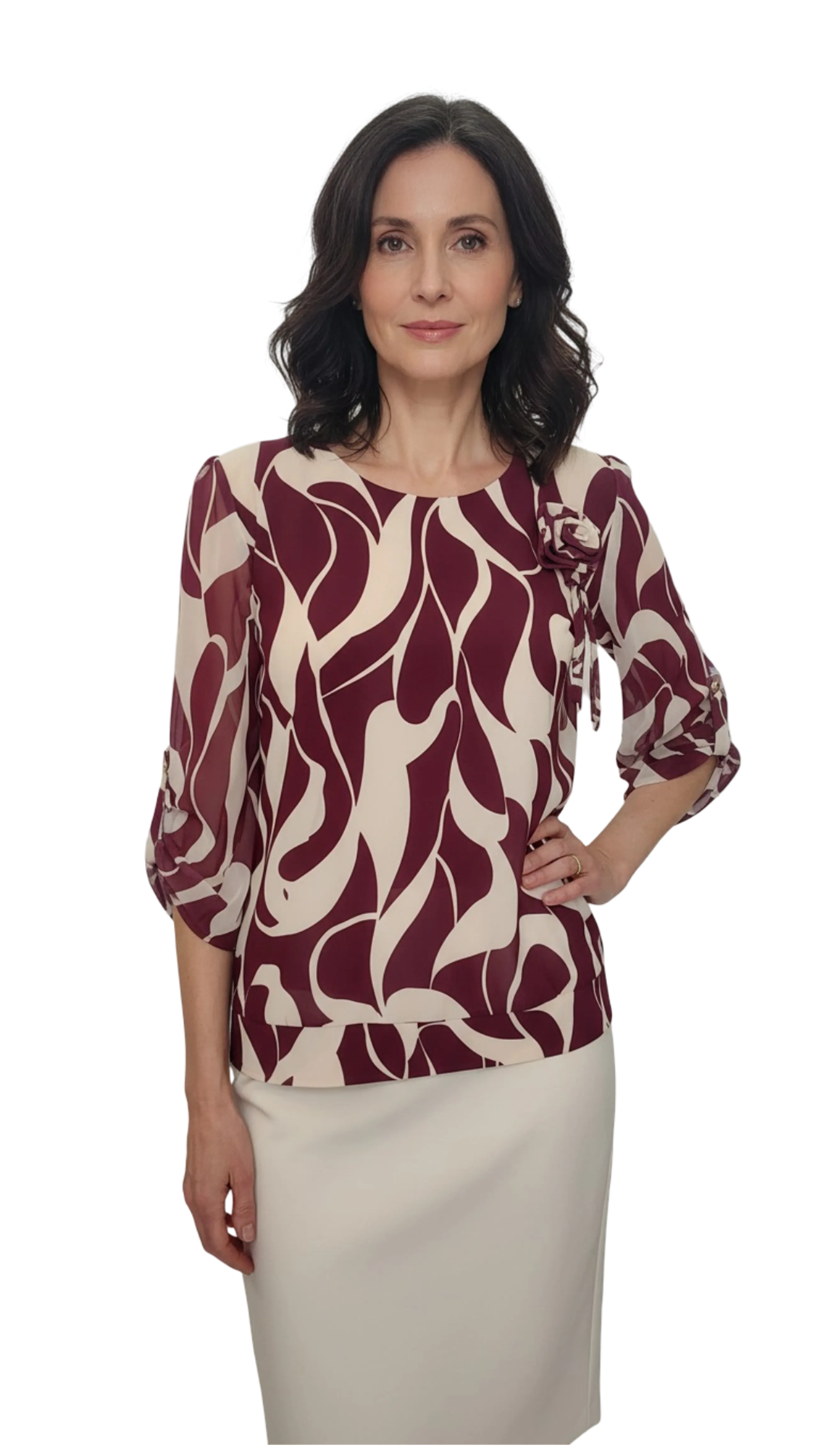 Magda burgundy-butter rose blouse product image