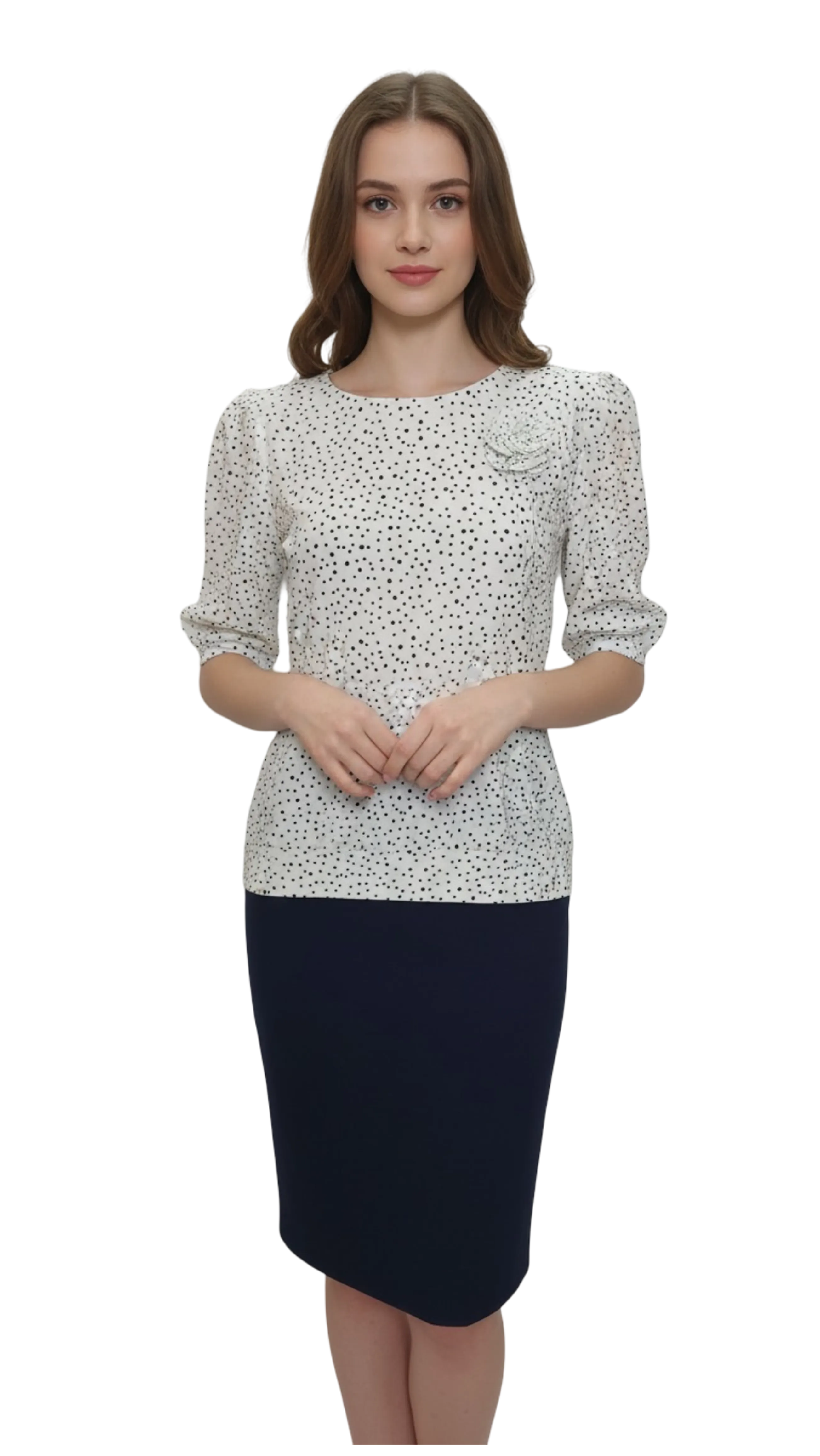 Magda white spotted rose blouse product image