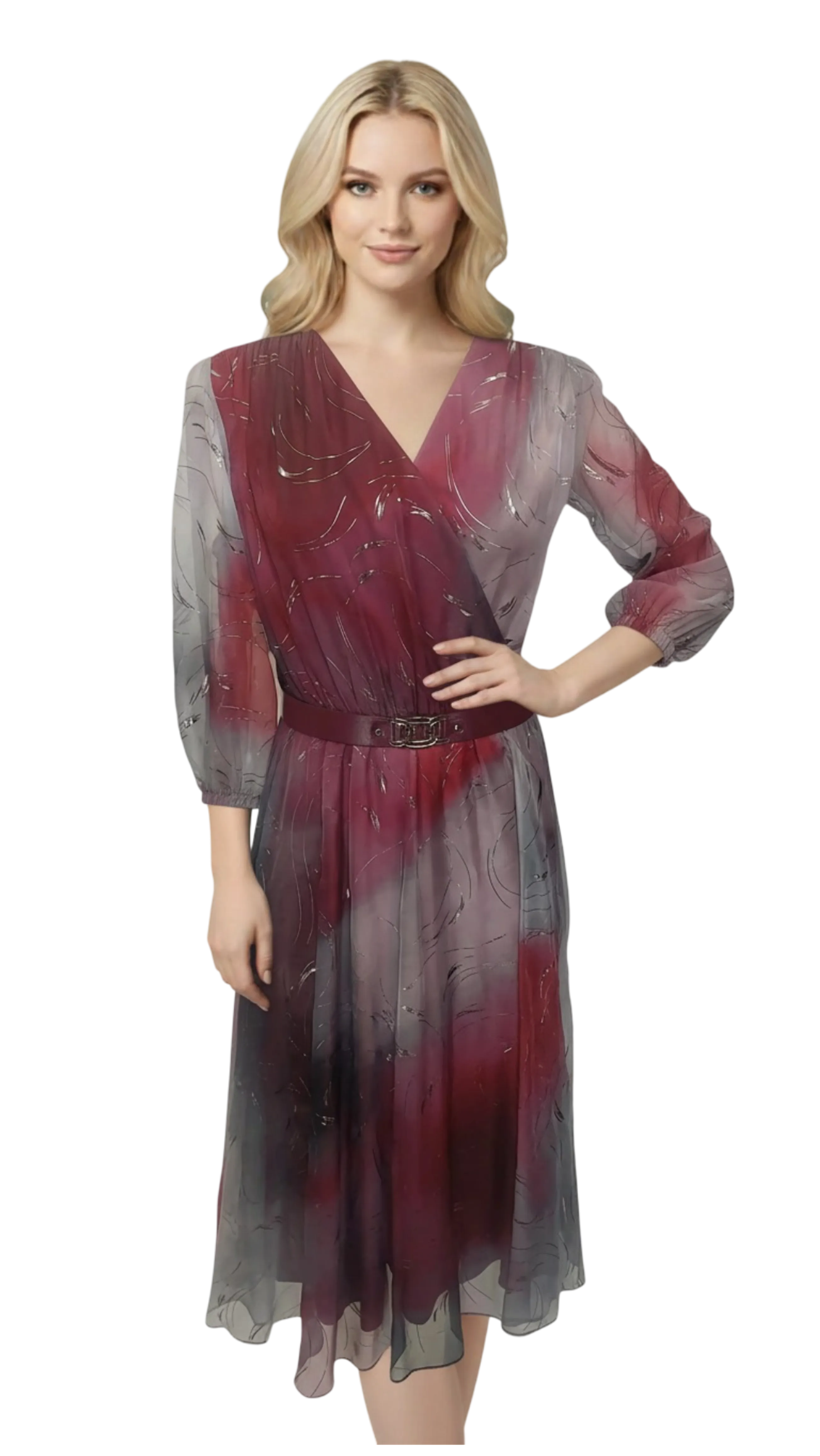 Delila muslin burgundy-gold dress product image