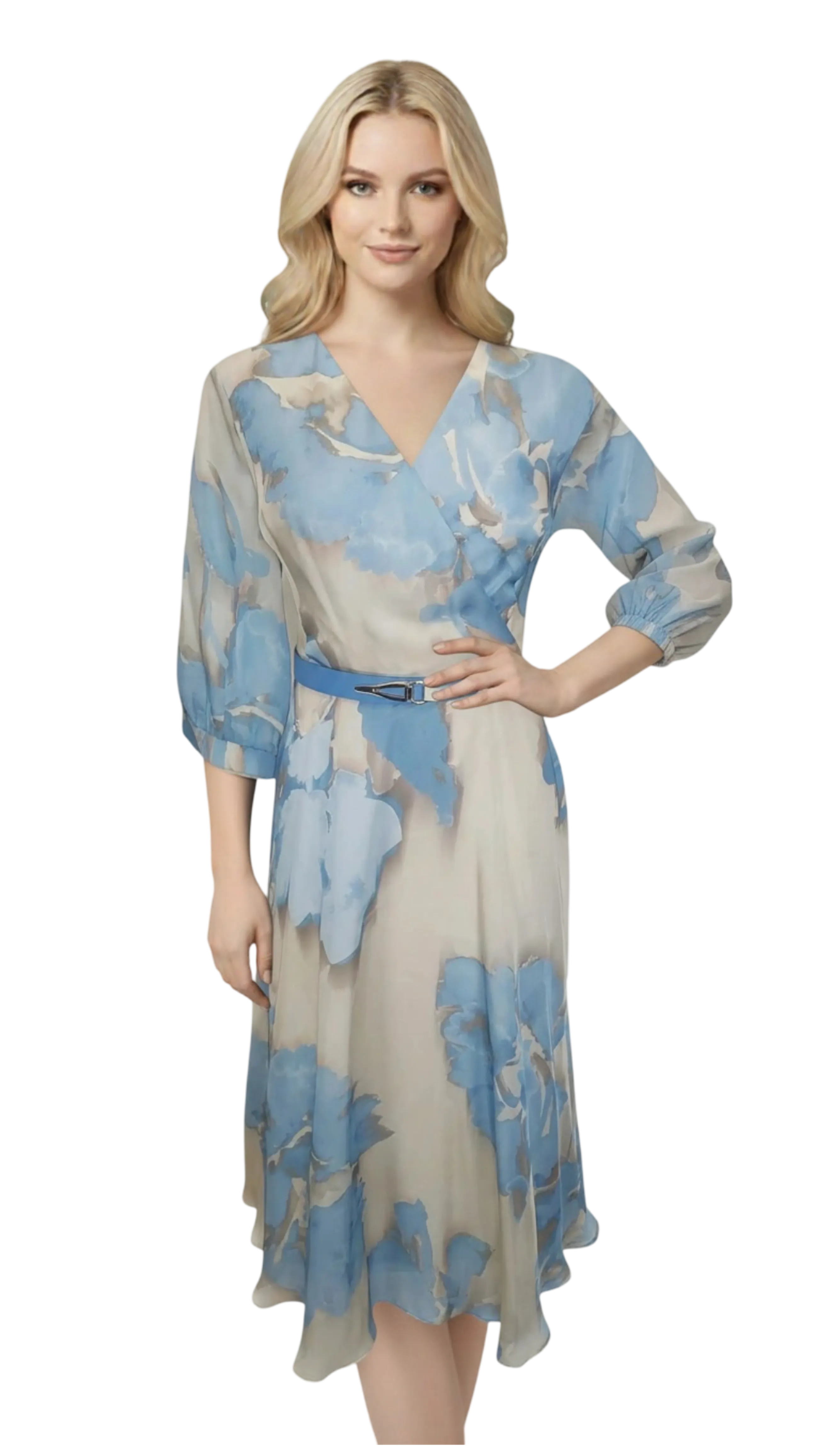 Kinga muslin light blue pattern dress product image