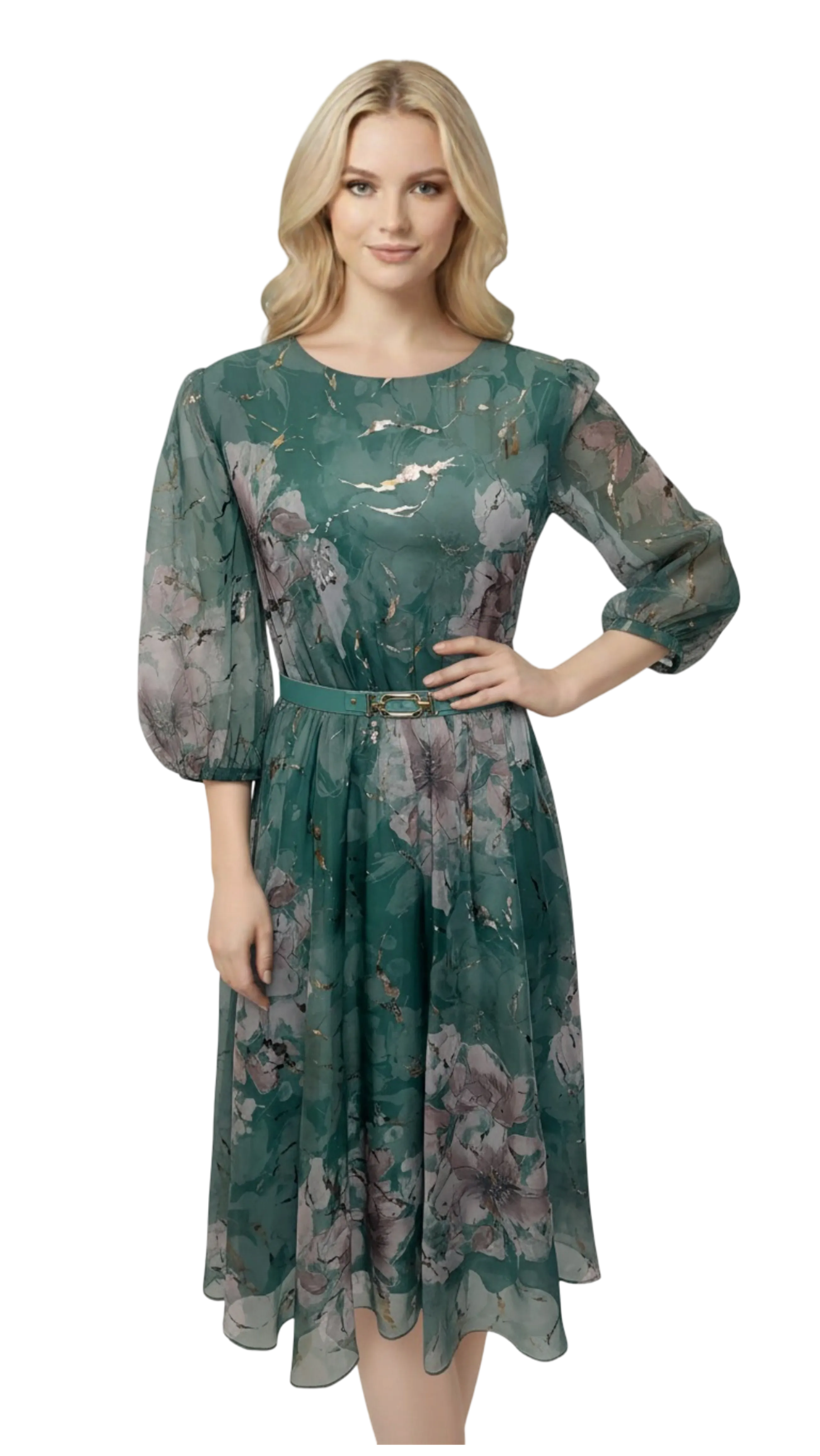 Delila muslin green-gold dress product image
