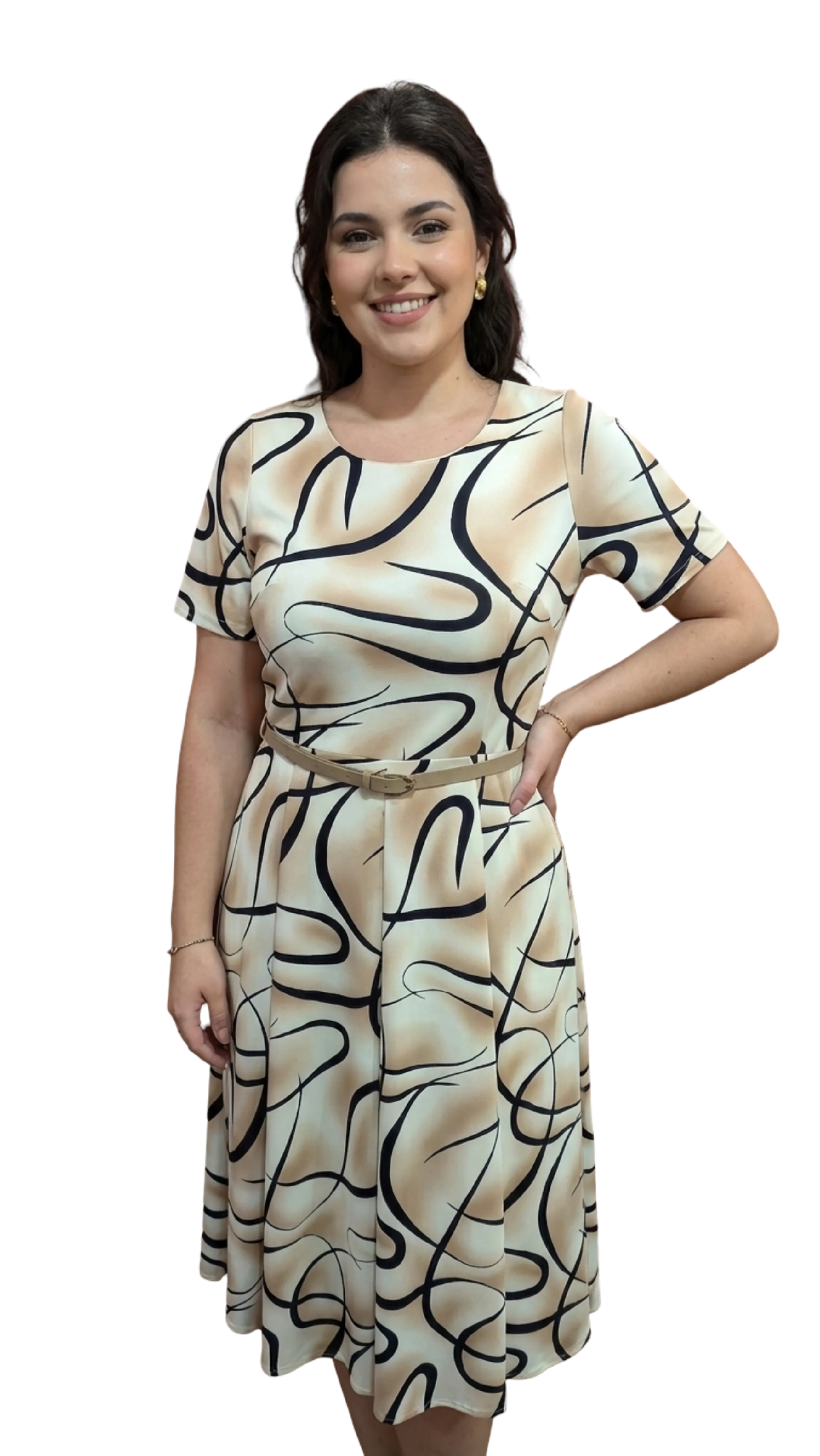 Gitta long beige pattern dress product image