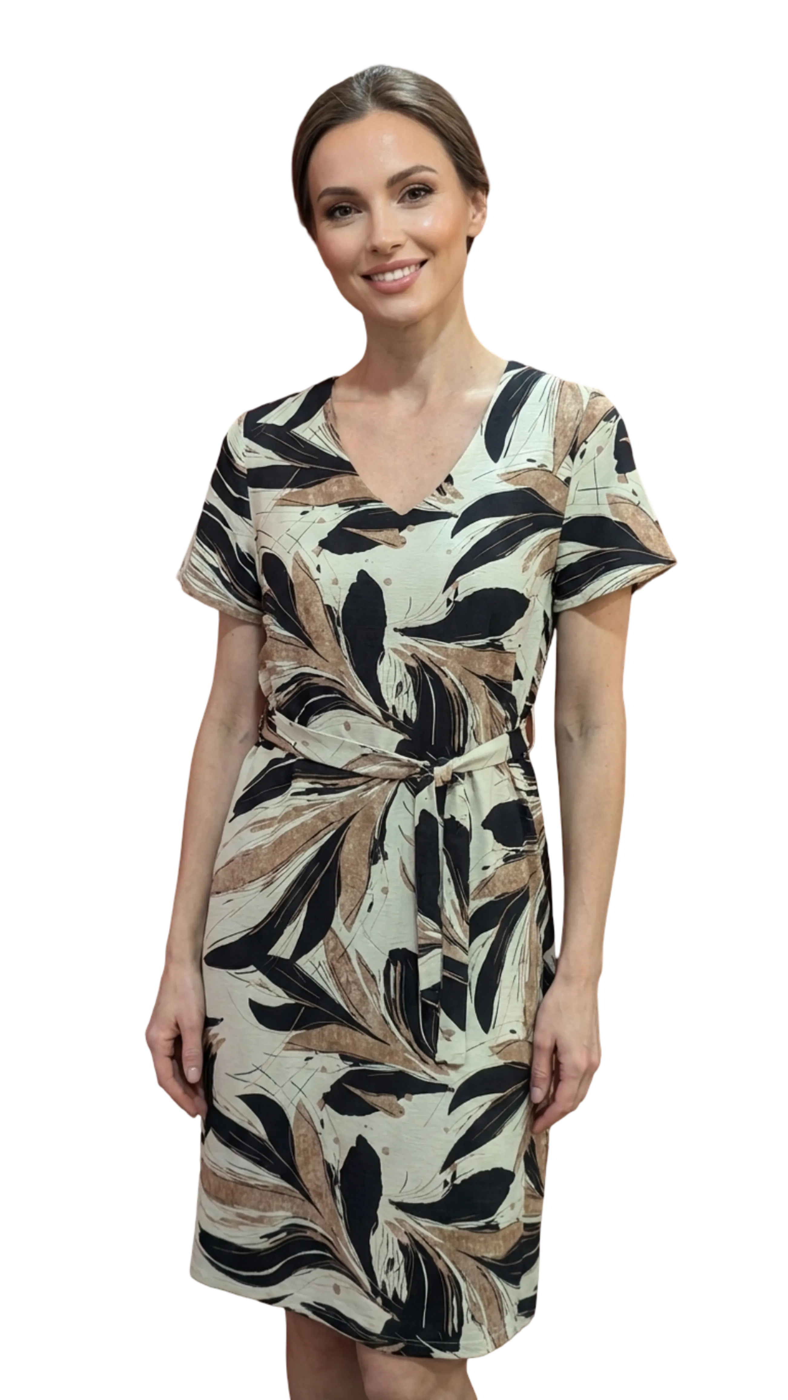 Gabi brown patterned with roses dress product image