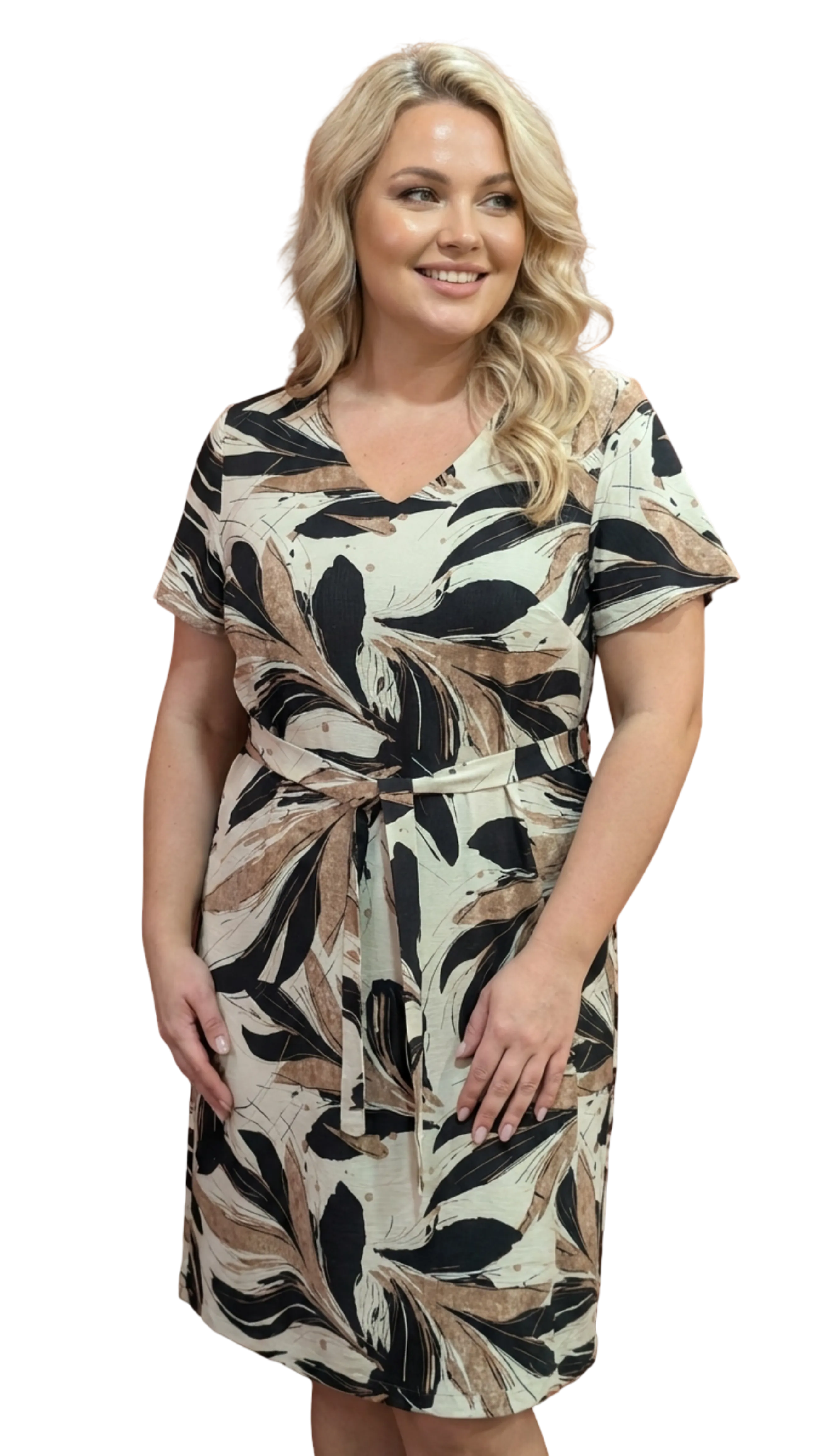 Gabi brown patterned with roses dress product image