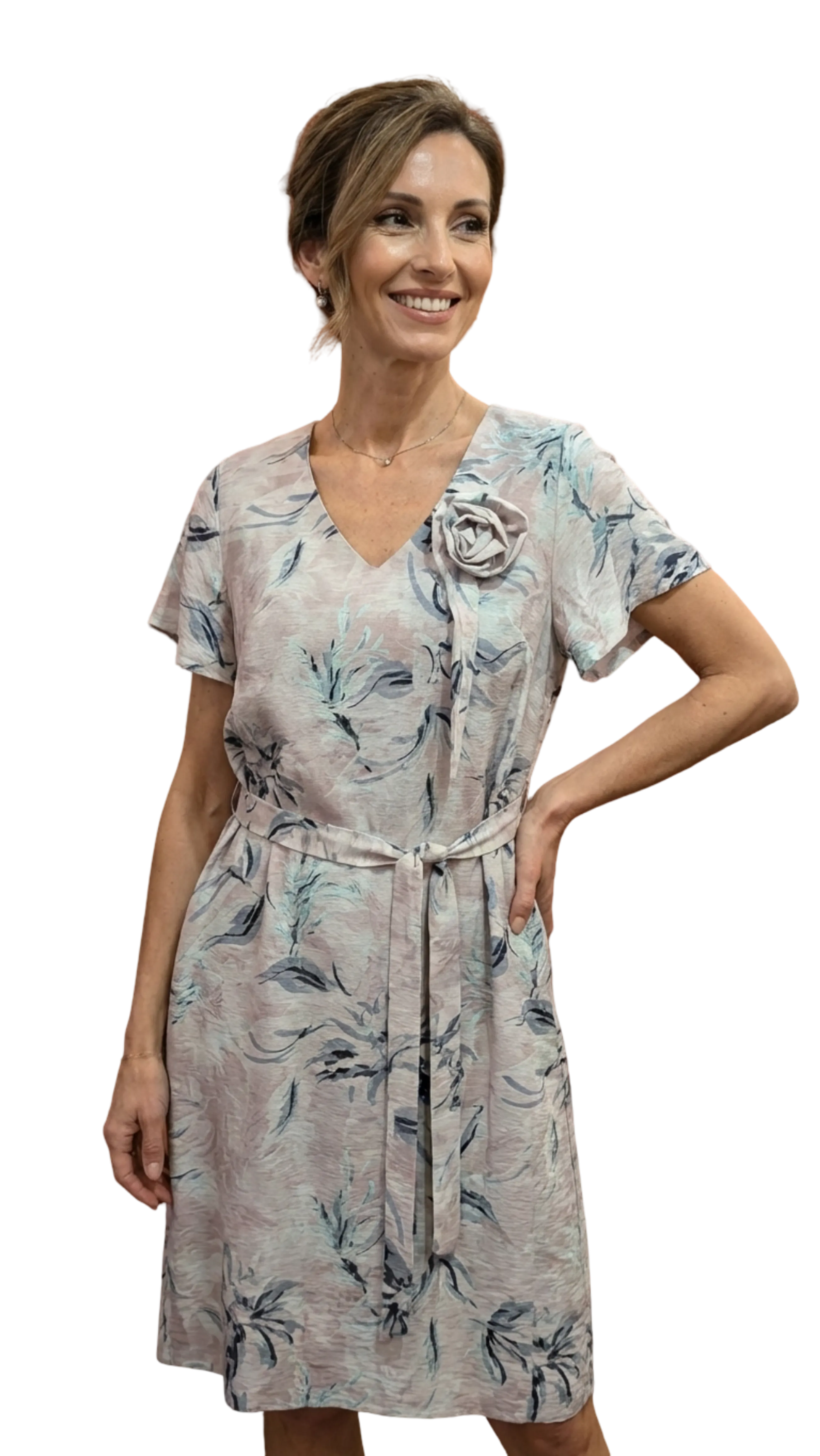 Gabi decorated with purple patterned roses dress product image