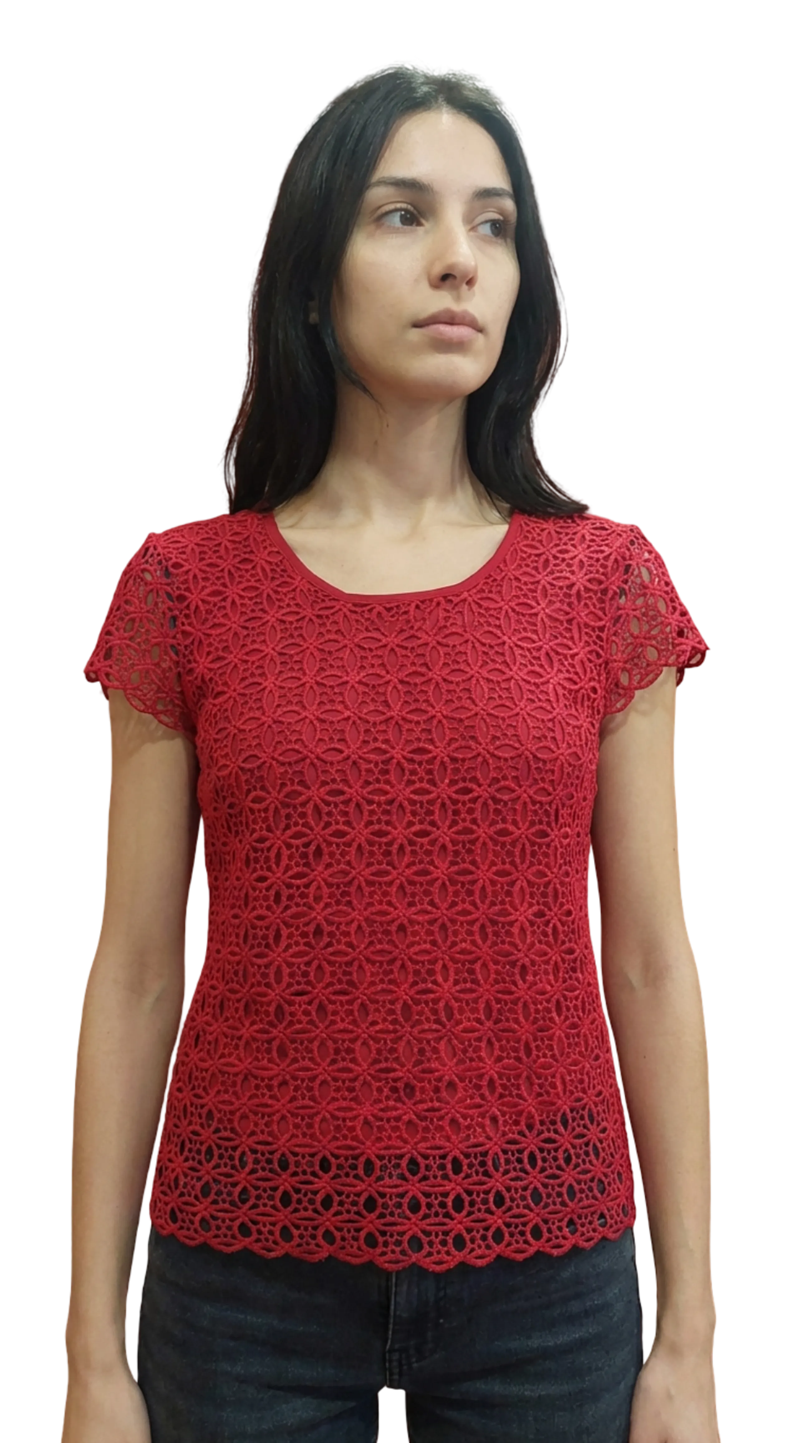 Rena burgundy lace polo product image