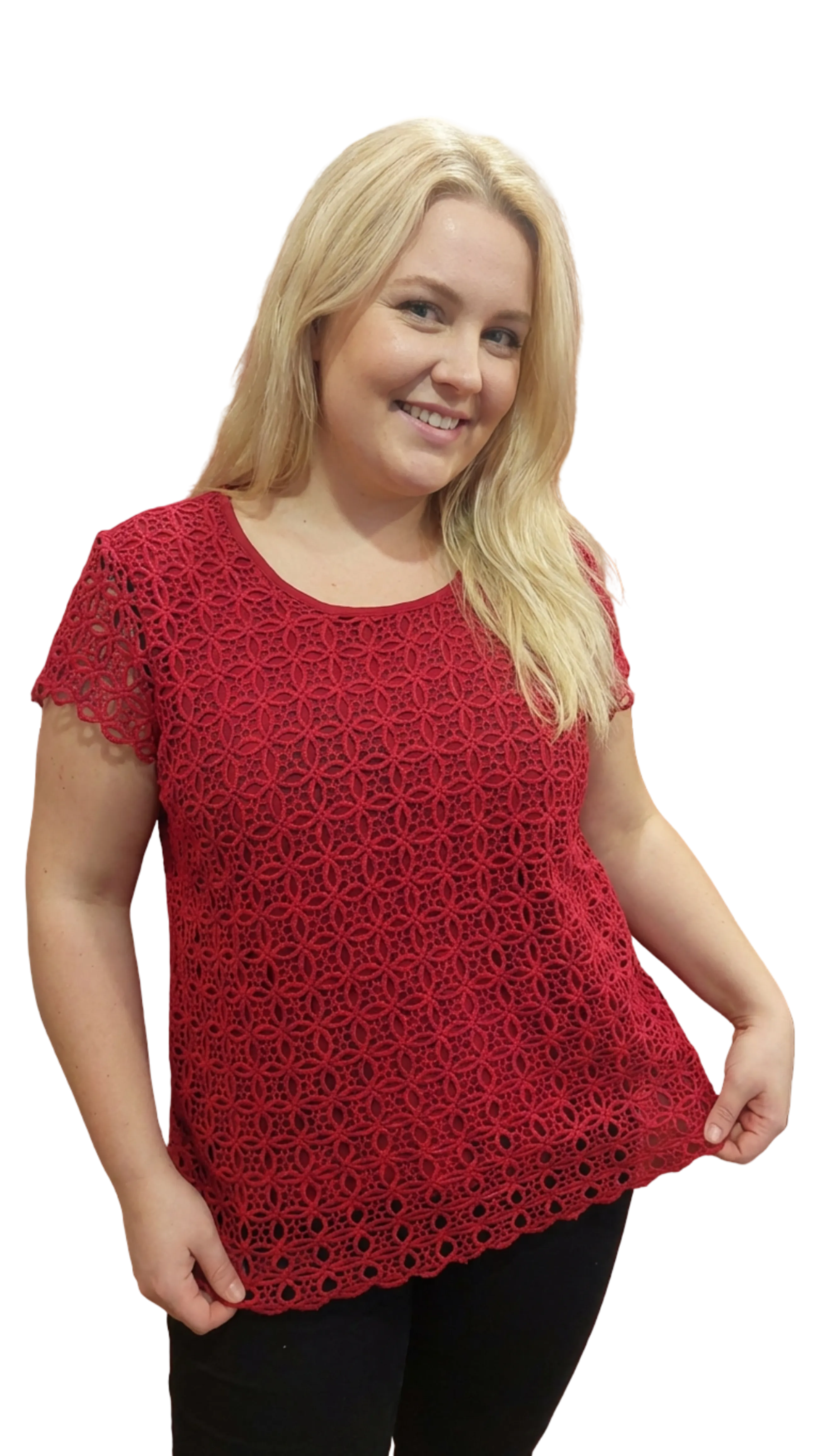 Rena burgundy lace polo product image
