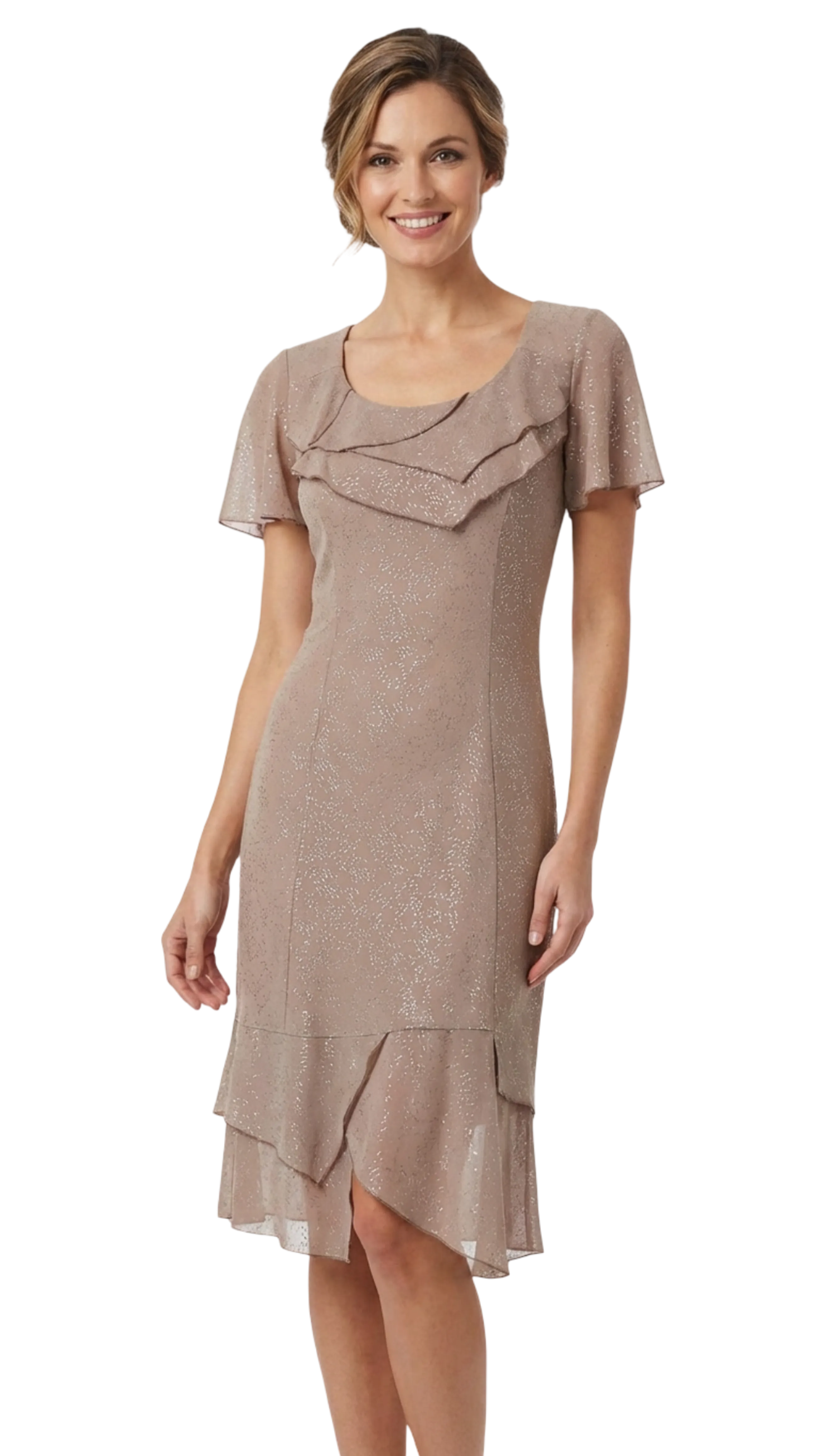 Anna sleeveless brown-gold pattern dress product image