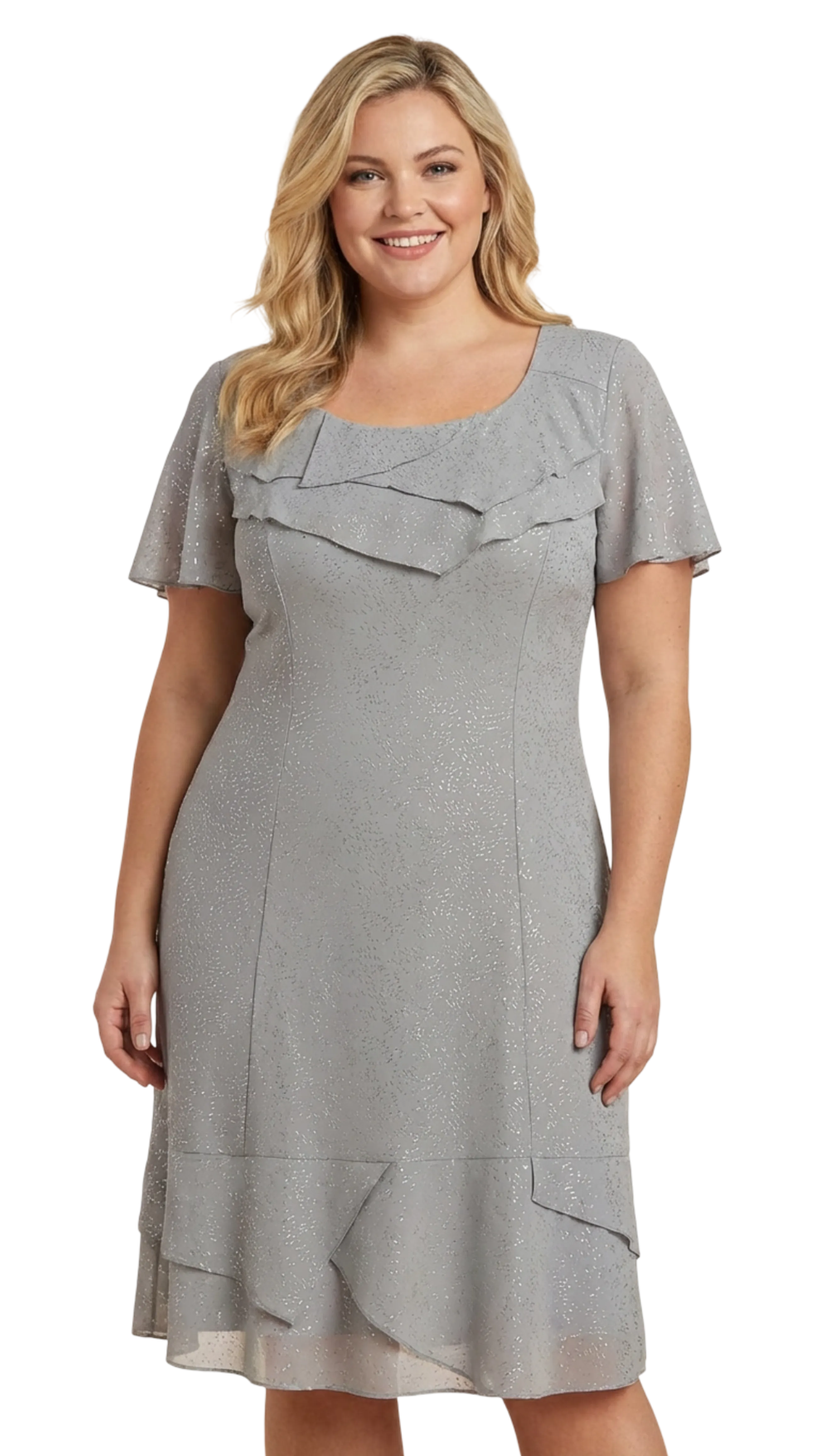 Anna sleeveless grey-silver pattern dress product image