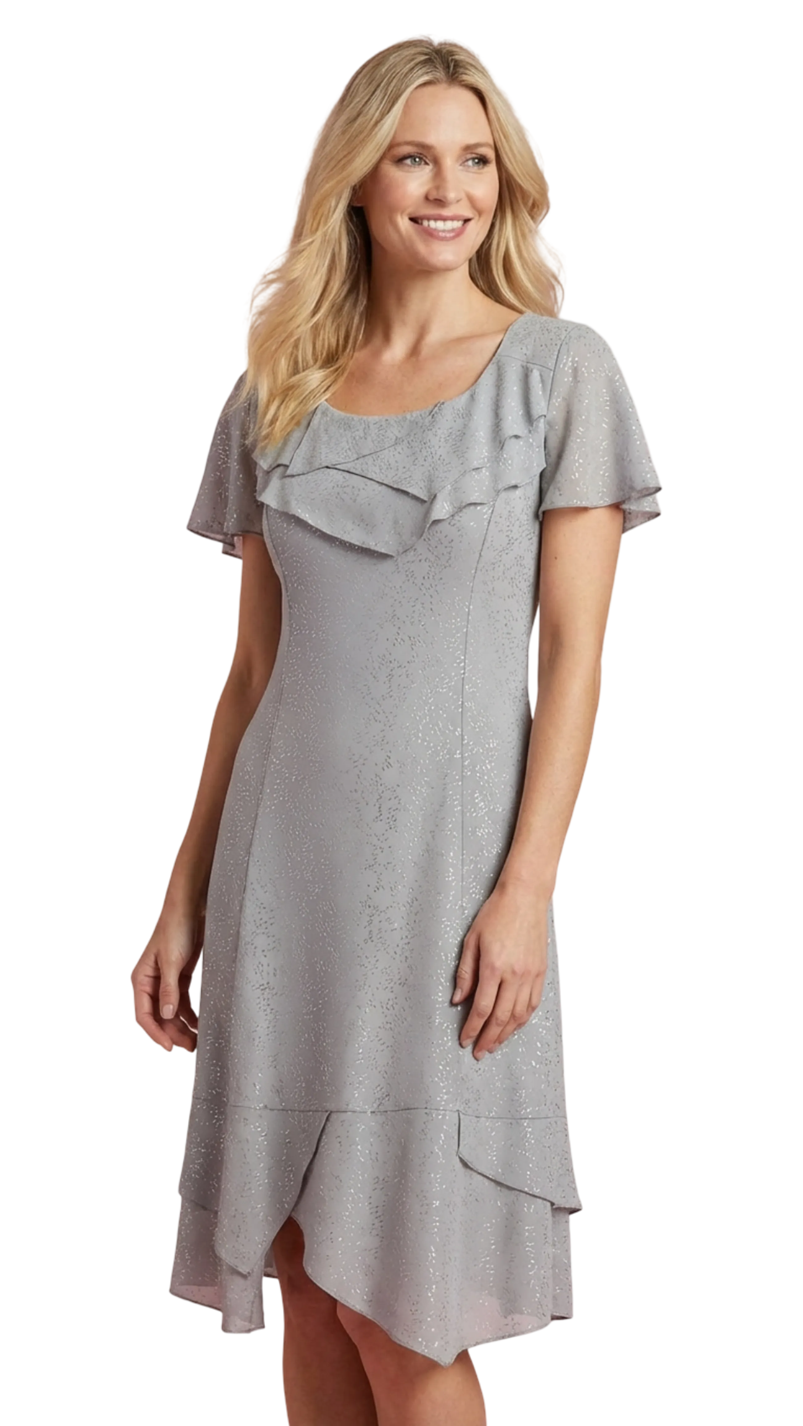 Anna sleeveless grey-silver pattern dress product image