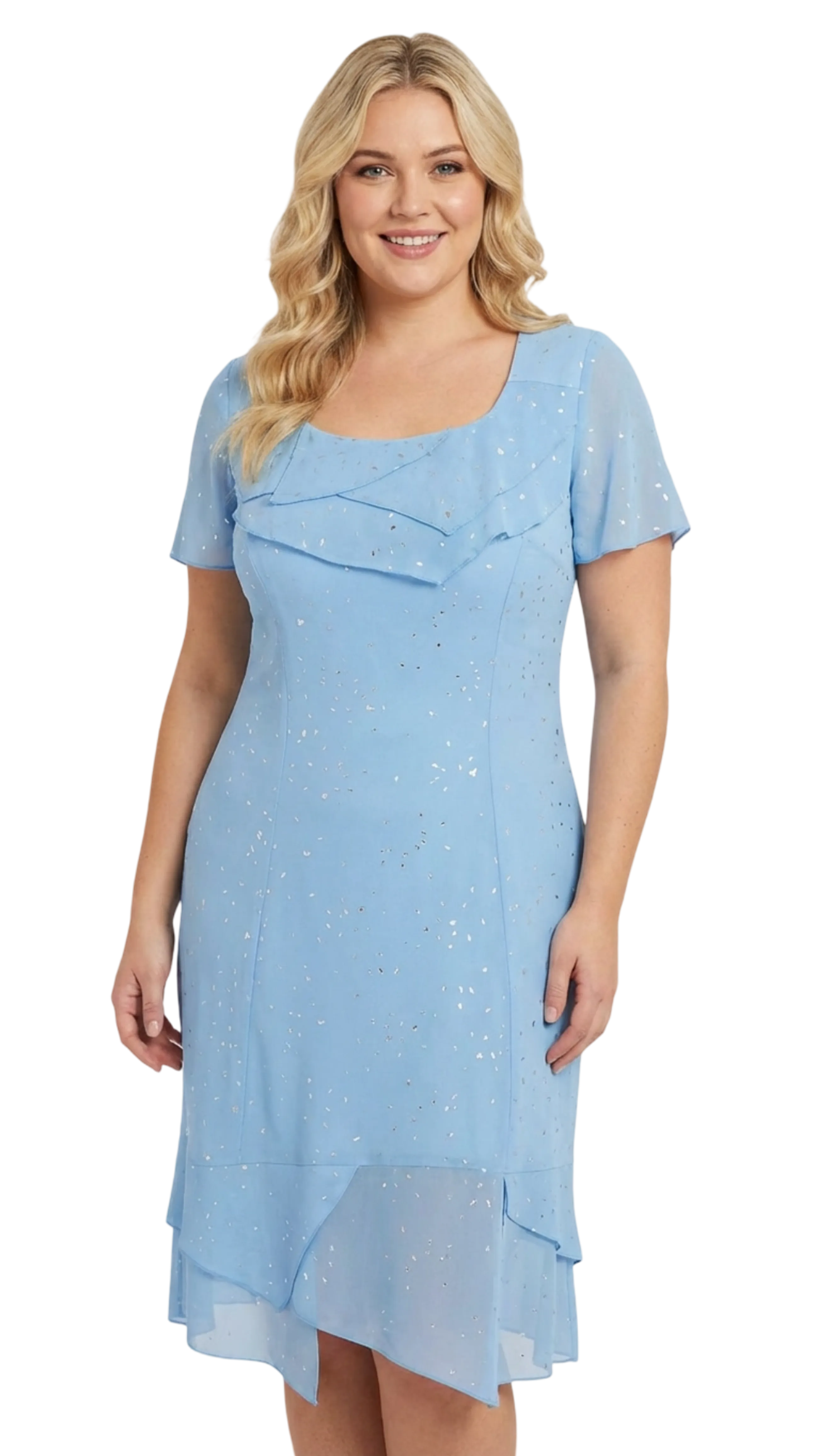Anna dress with sleeves, blue and silver pattern dress product image