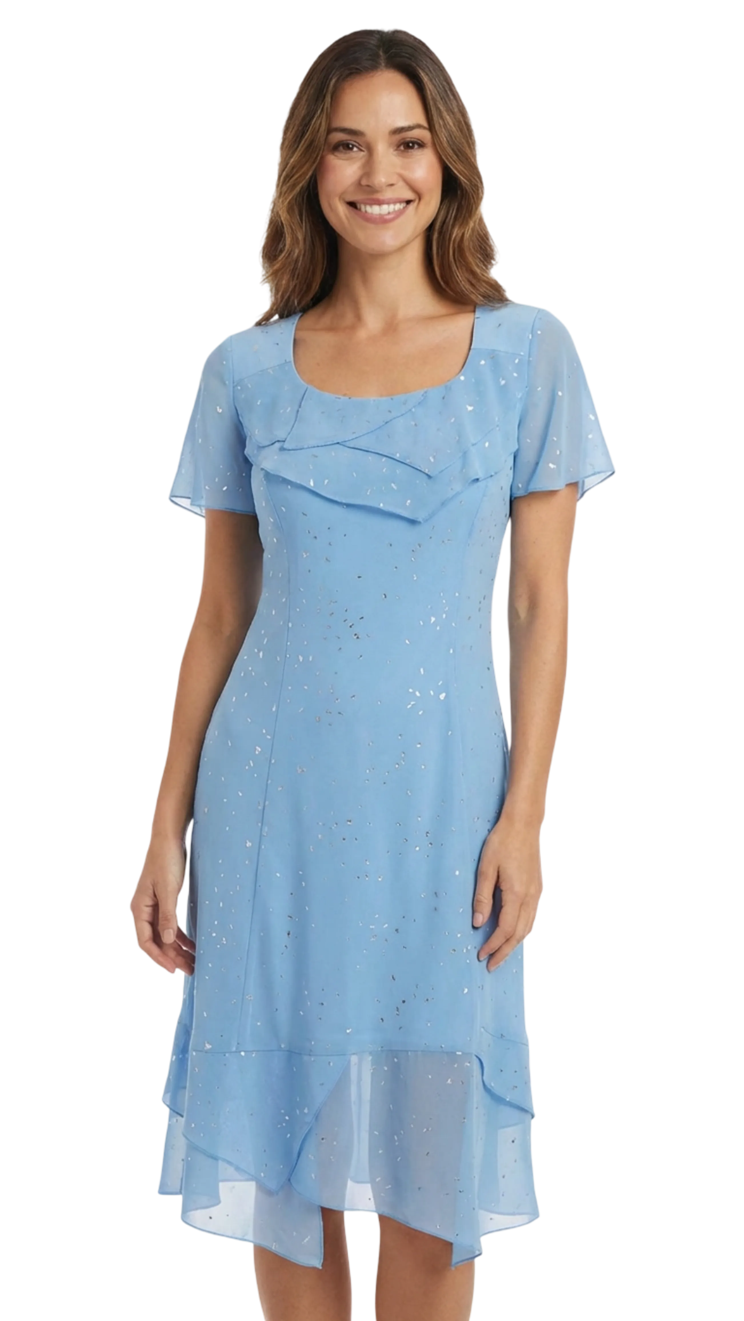Anna dress with sleeves, blue and silver pattern dress product image