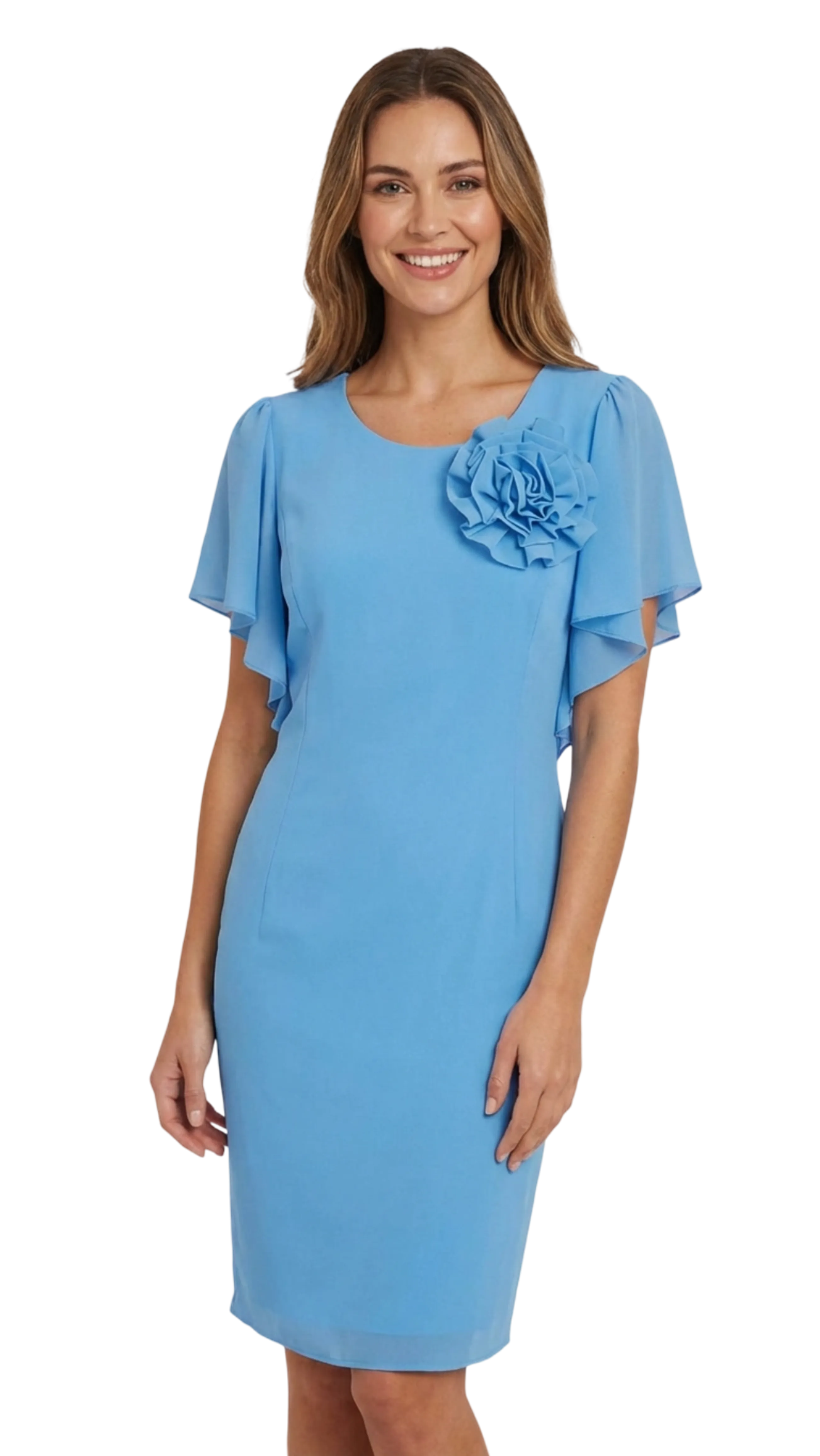 Zelma medium blue with pink casual dress product image